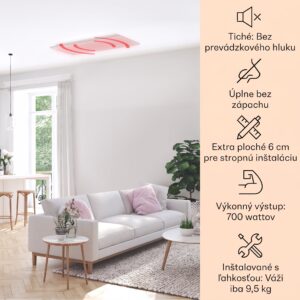 Klarstein Wondersky, infračervený stropný ohrievač, 120 x 60 x 6,5 cm (Š x V x H), 700 W, IP44