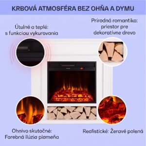 Klarstein Las Pilas elektrický krbový ohrievač 900/1800W s týždenným časovačom a diaľkovým ovládaním