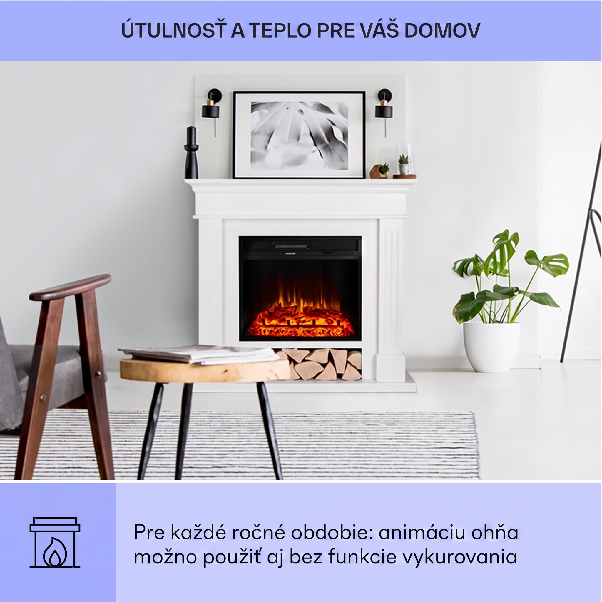 Klarstein Las Pilas elektrický krbový ohrievač 900/1800W s týždenným časovačom a diaľkovým ovládaním – Obrázok 3