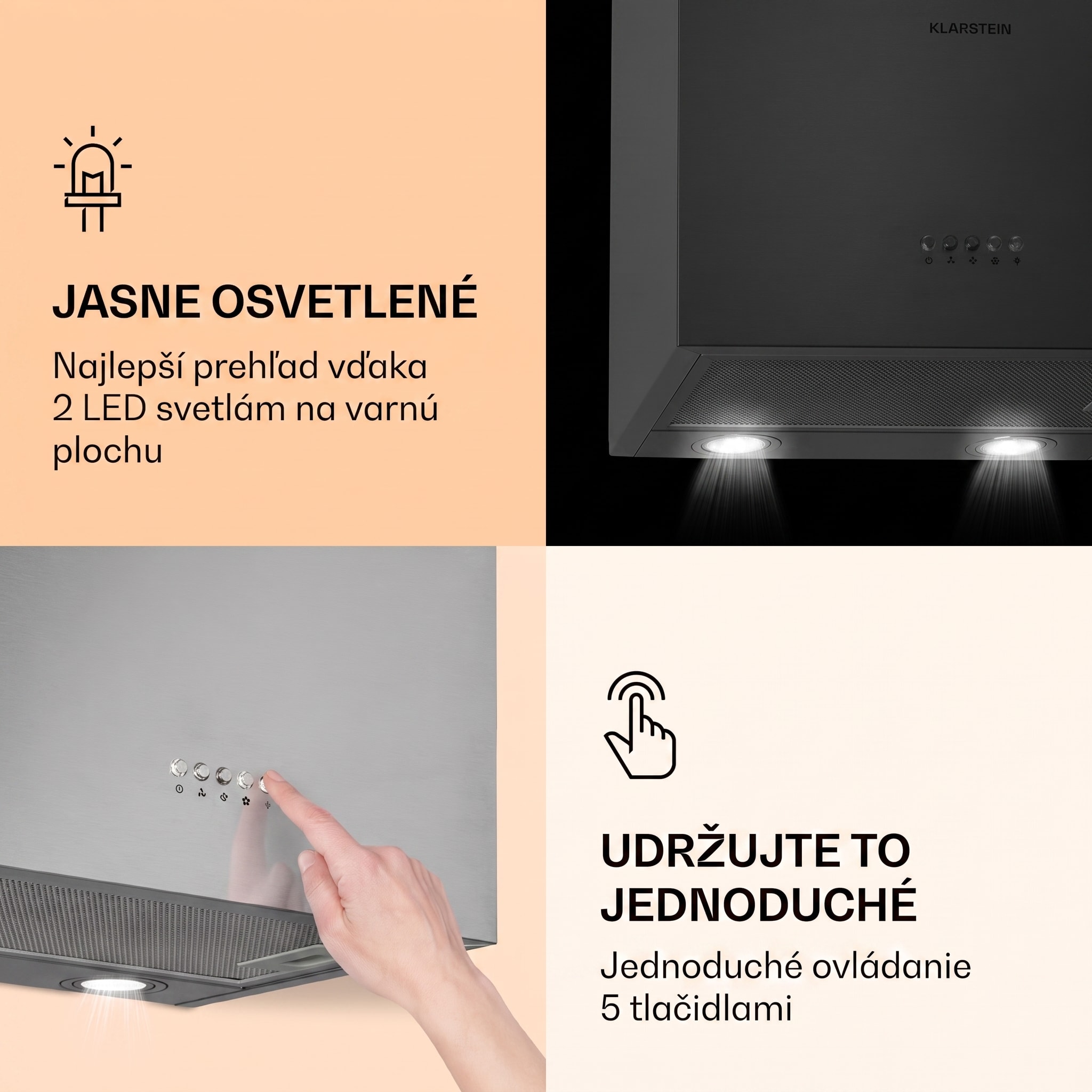 Klarstein Monumenta, digestor, 40 cm, nástenný, 559m³/h, LED, B, biely – Obrázok 4