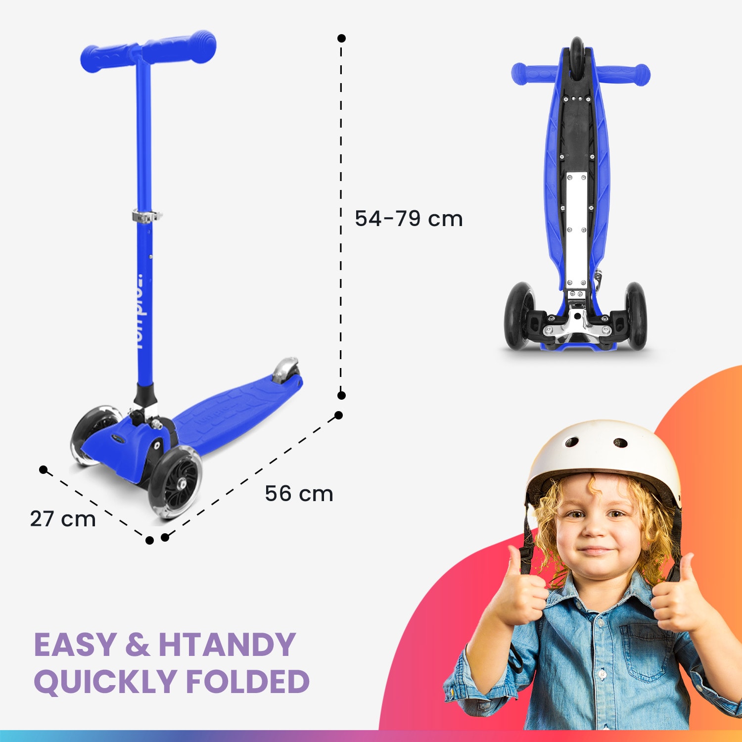 Fun pro ONE Deluxe detská kolobežka 3-6 rokov LED kolieska skladacia do 50 kg nastaviteľná výška – Obrázok 5