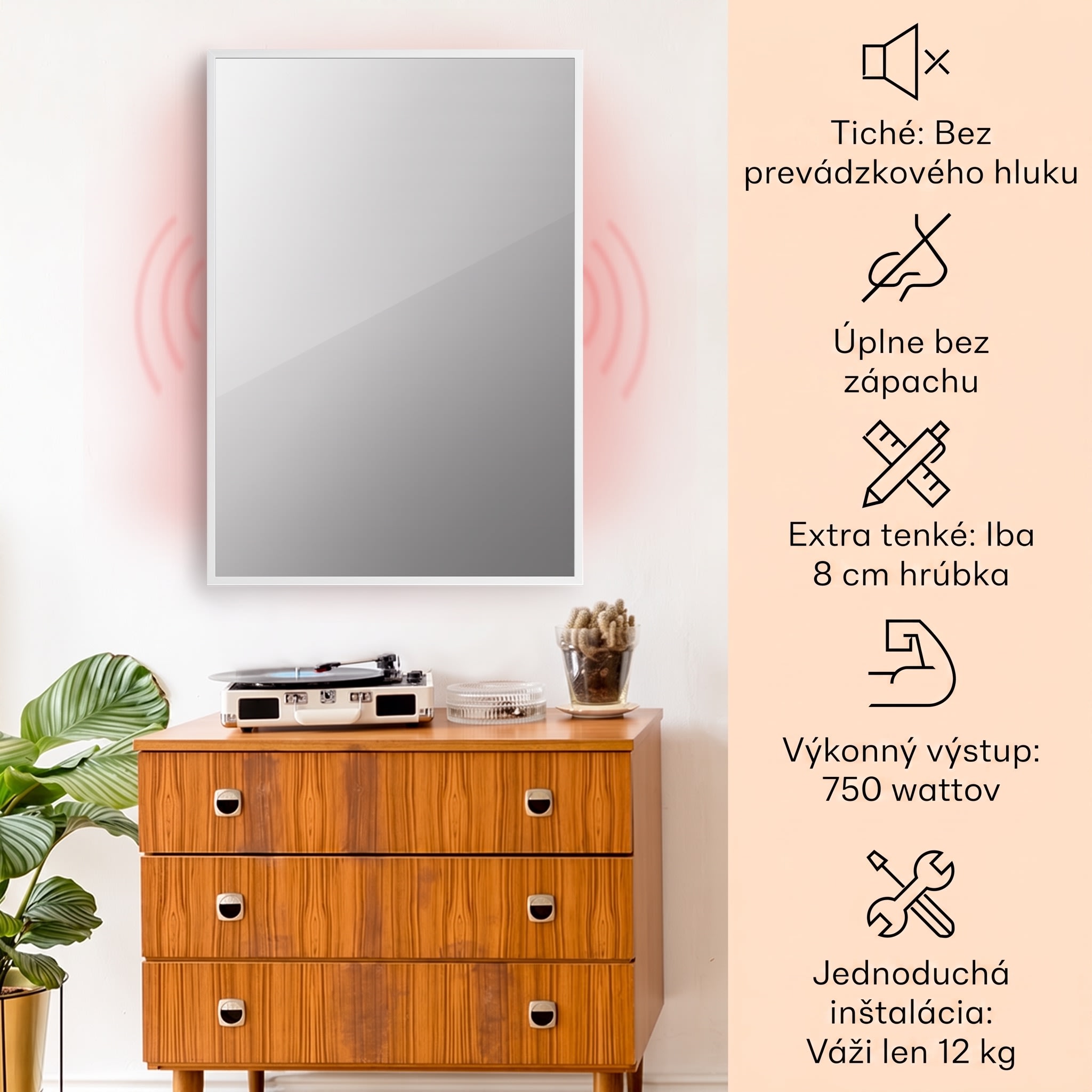 Klarstein La Palma 750 smart, infračervený ohrievač 2 v 1, 85 x 60 cm, 750W, zrkadlová predná časť