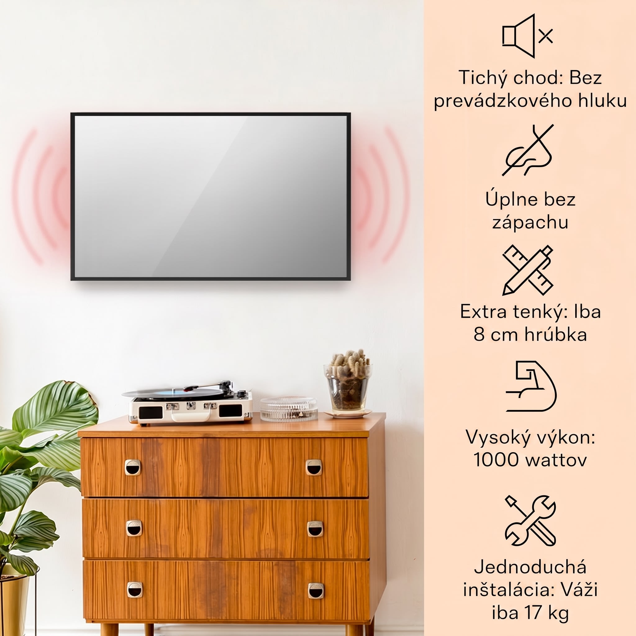 Klarstein La Palma 1000 smart, infračervený ohrievač 2 v 1, 120 x 60 cm, 1000 W, zrkadlová predná časť