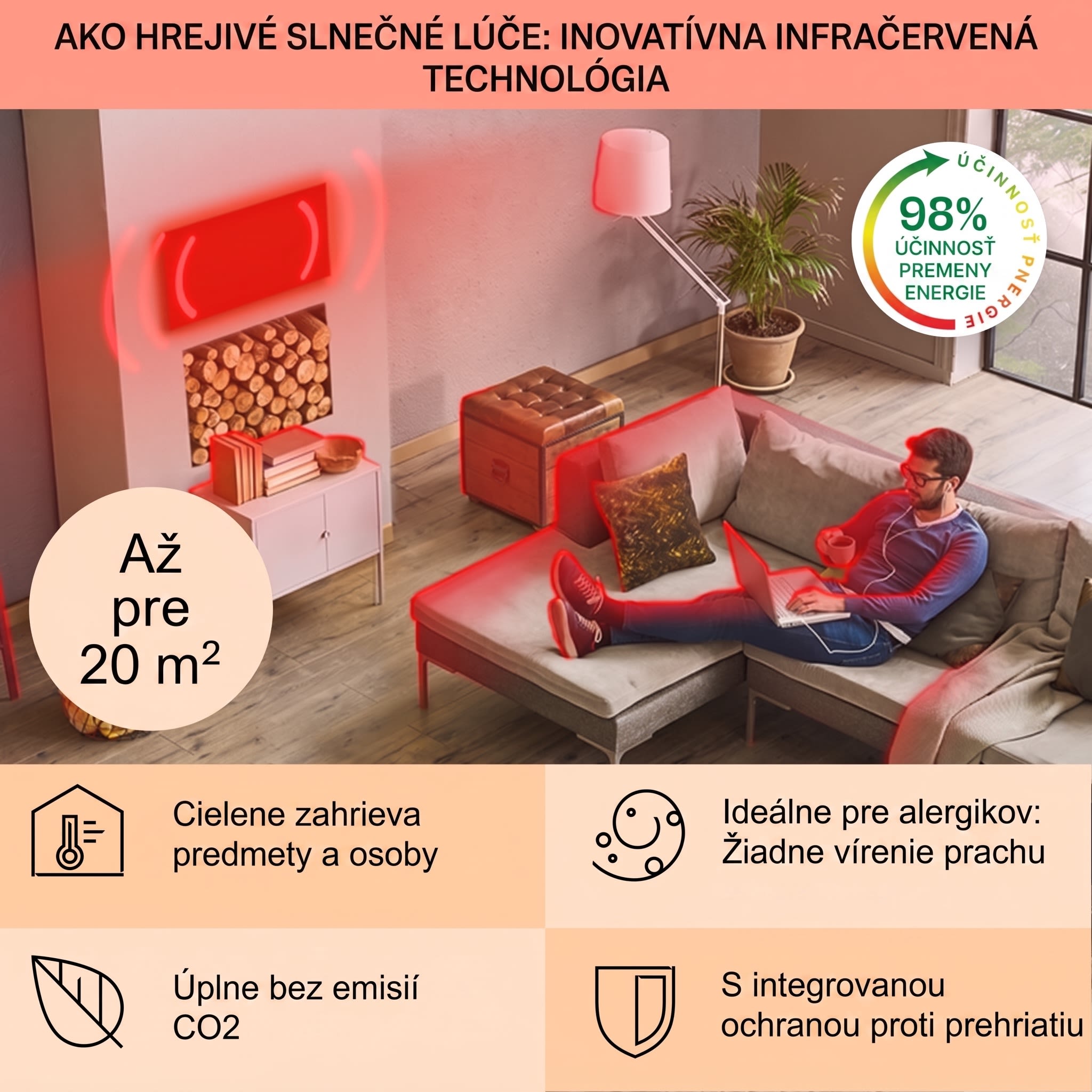 Klarstein La Palma 1000 smart, infračervený ohrievač 2 v 1, 120 x 60 cm, 1000 W, zrkadlová predná časť – Obrázok 3