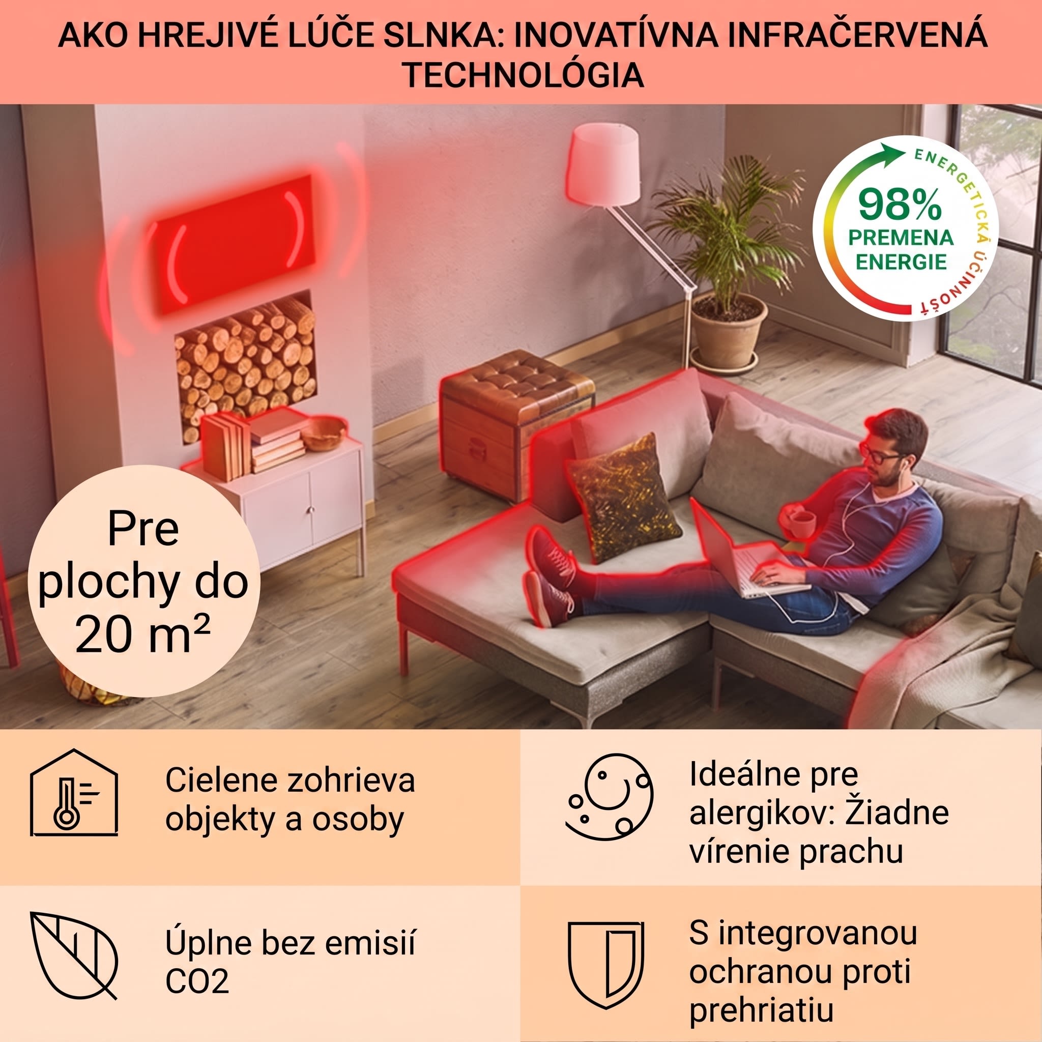 Klarstein La Palma 1000 smart, infračervený ohrievač 2 v 1, 120 x 60 cm, 1000 W, zrkadlová predná časť – Obrázok 3
