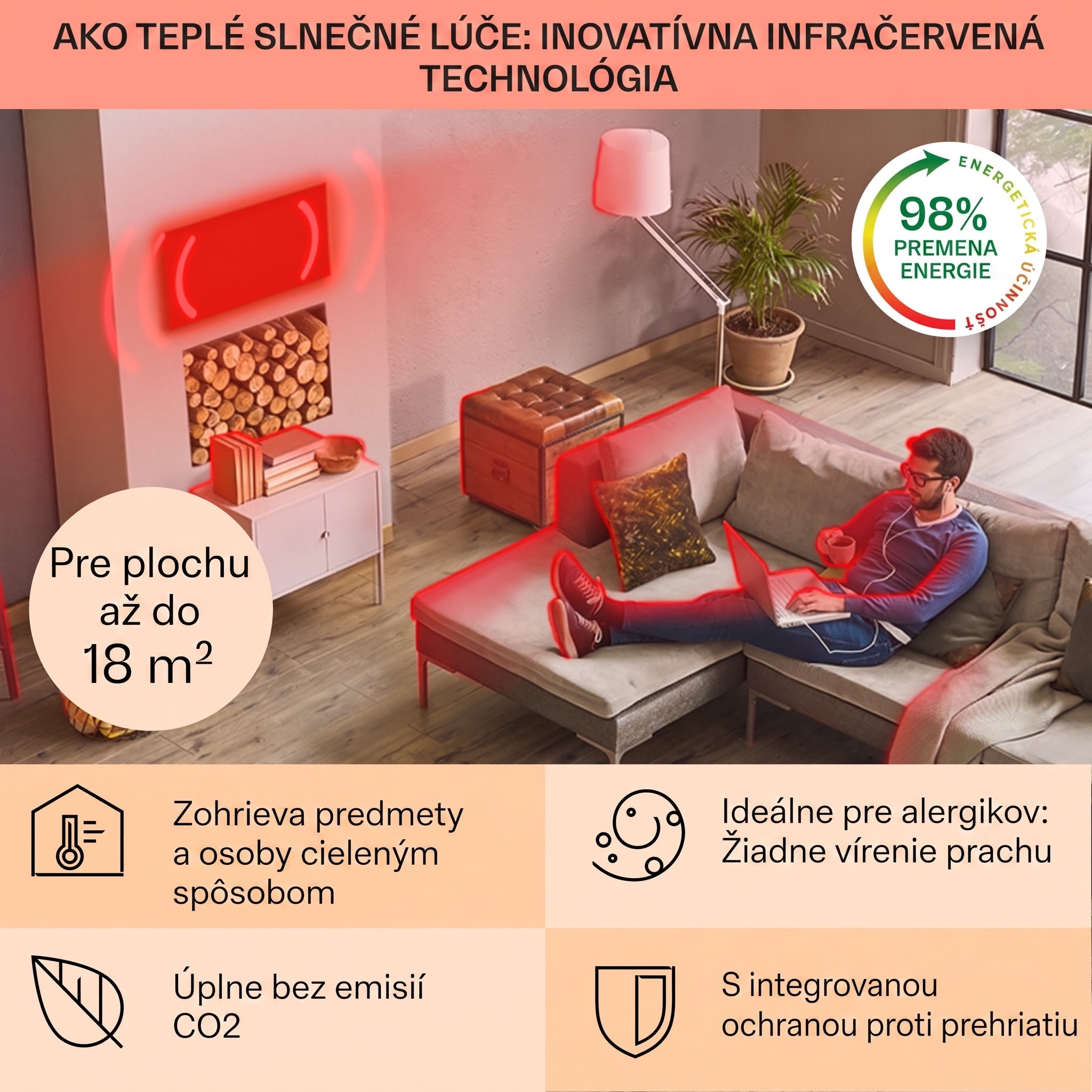 Klarstein La Palma 900 smart, infračervený ohrievač, 40 x 160 cm, 900 W, zrkadlový stojan – Obrázok 3