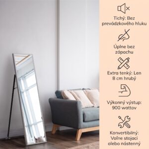 Klarstein La Palma 900 smart, infračervený ohrievač, 40 x 160 cm, 900 W, zrkadlový stojan