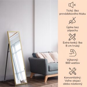 Klarstein La Palma 900 smart, infračervený ohrievač, 40 x 160 cm, 900 W, zrkadlový stojan