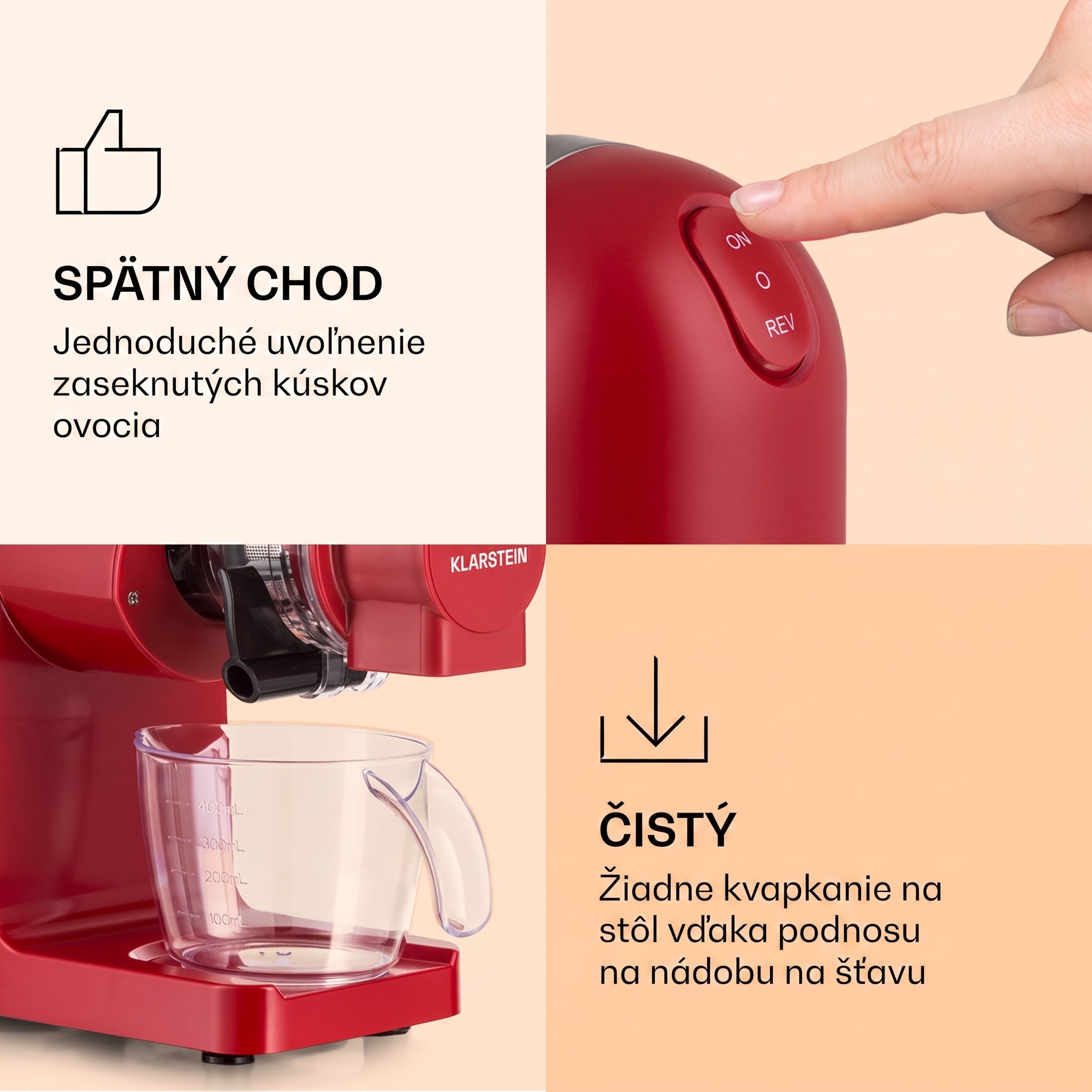 Klarstein Bella Elegance, odšťavovač, 200 W, 400 ml, bez BPA – Obrázok 5