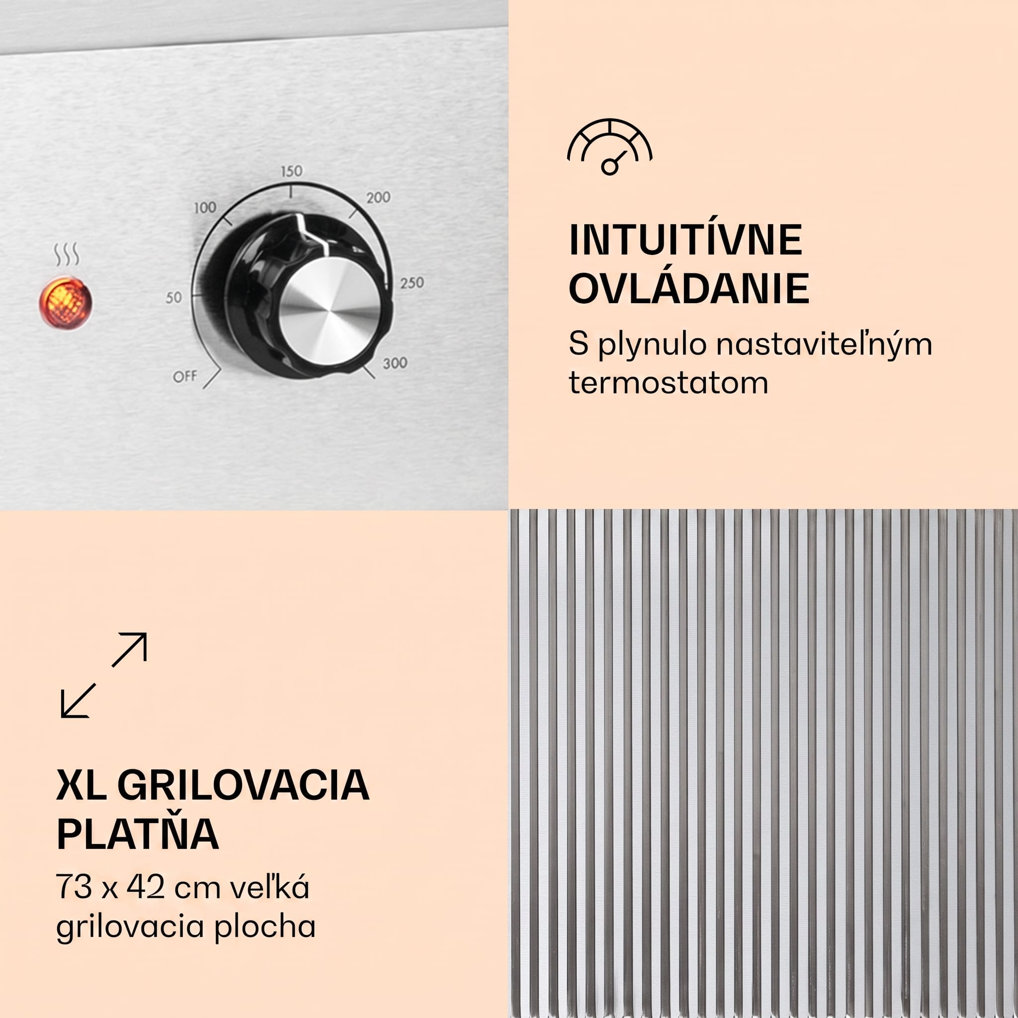 Klarstein Grillmeile 4400, elektrický gril, 2 x 2200 W, grilovacia platňa z nehrdzavejúcej ocele – Obrázok 2