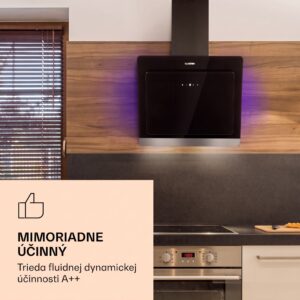 Klarstein Aurora Eco 60, digestor, 60 cm, nástenný, 515 m³/h, A++, dotykové ovládanie, čierny