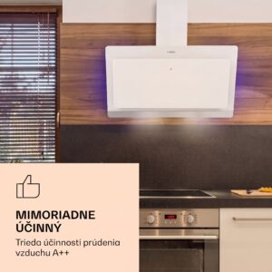 Klarstein Aurora Eco 60, digestor, 60 cm, nástenný, 584 m³/h, A+, dotykové ovládanie, biely