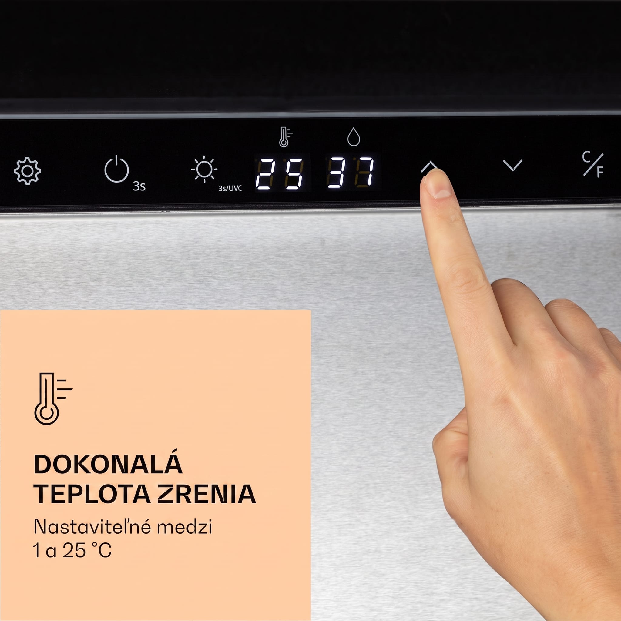 Klarstein Steakhouse Pro 233 skrinka na zrenie mäsa 1 zóna 233 l 1-25°C dotyková Panorama – Obrázok 3