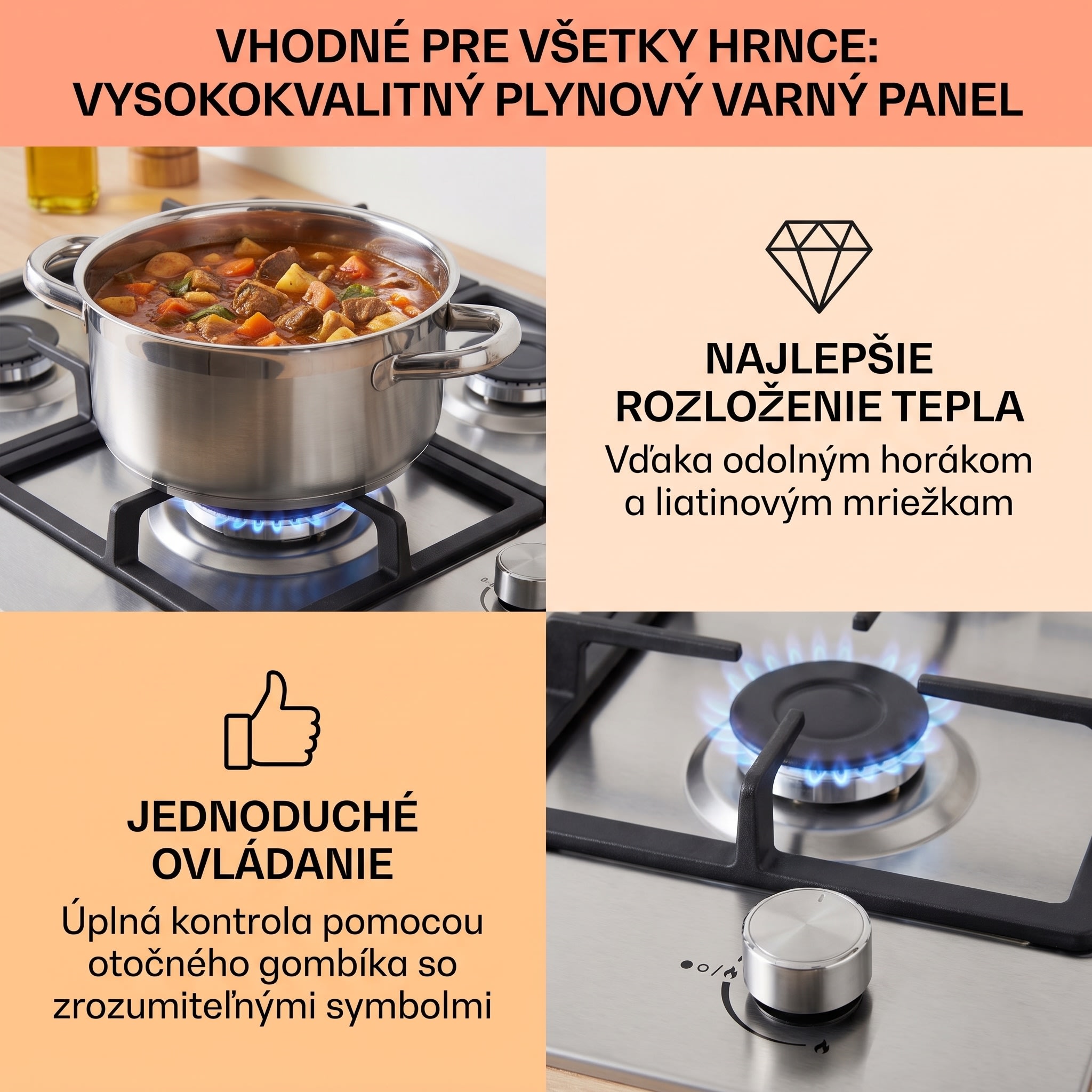 Klarstein Barzona 2, kempingový varič, 2 horáky, 3,4 kW a 4,3 kW, sklenená doska, kryt z nehrdzavejúcej ocele – Obrázok 3