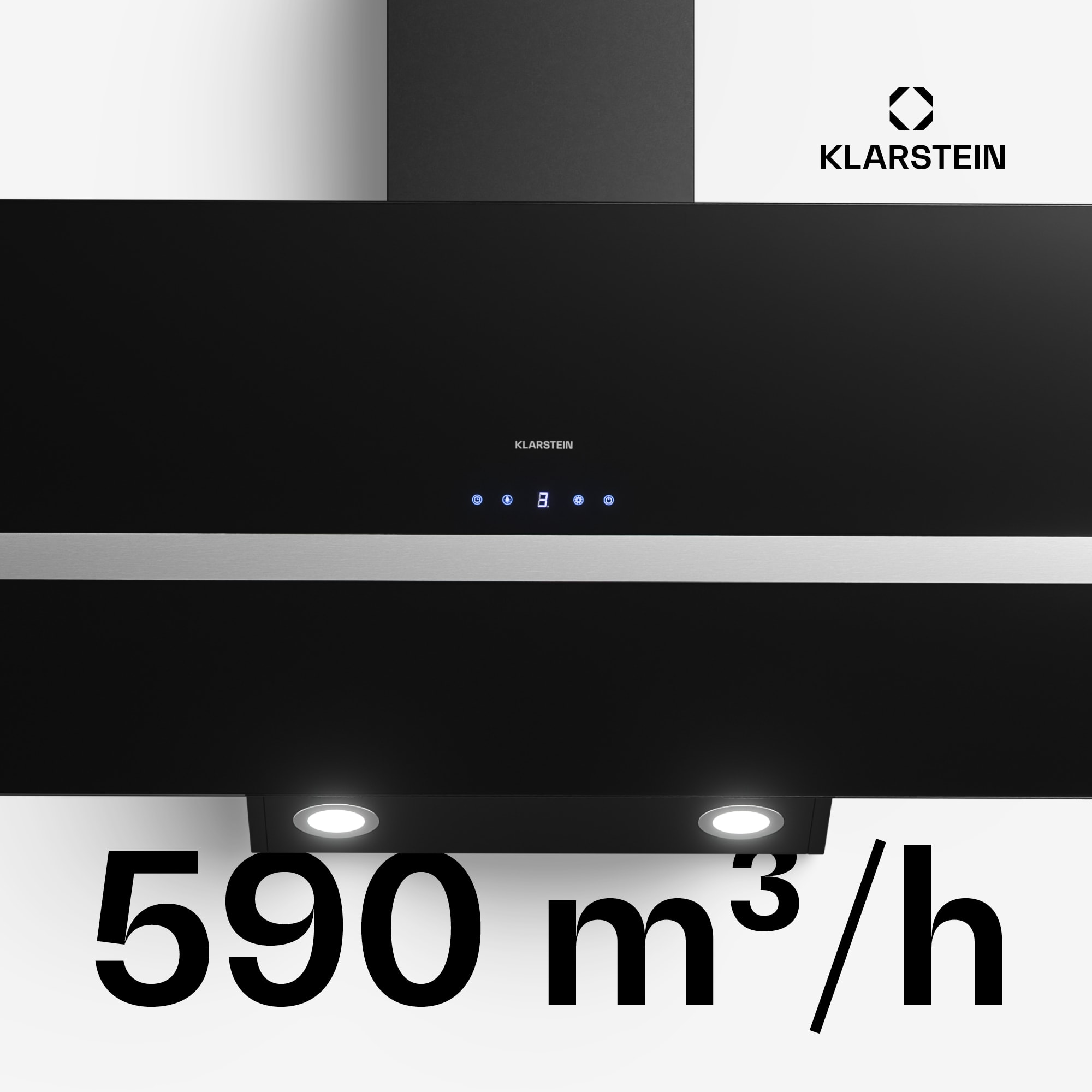 Klarstein Clara 90, digestor, 590 m³/h, dotykový displej, ambientné podsvietenie – Obrázok 3