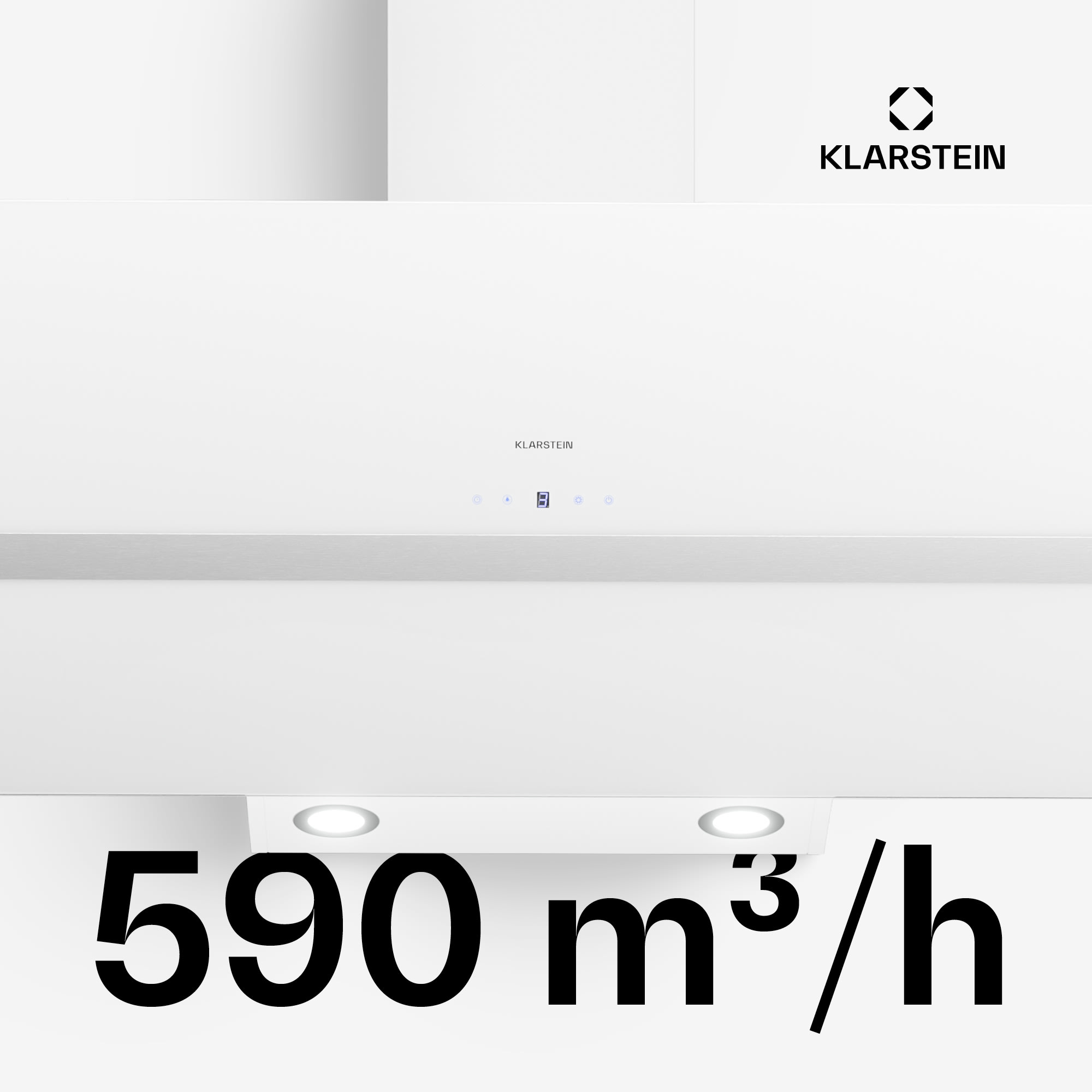 Klarstein Clara 90, digestor, 590 m³/h, dotykový displej, ambientné podsvietenie – Obrázok 3