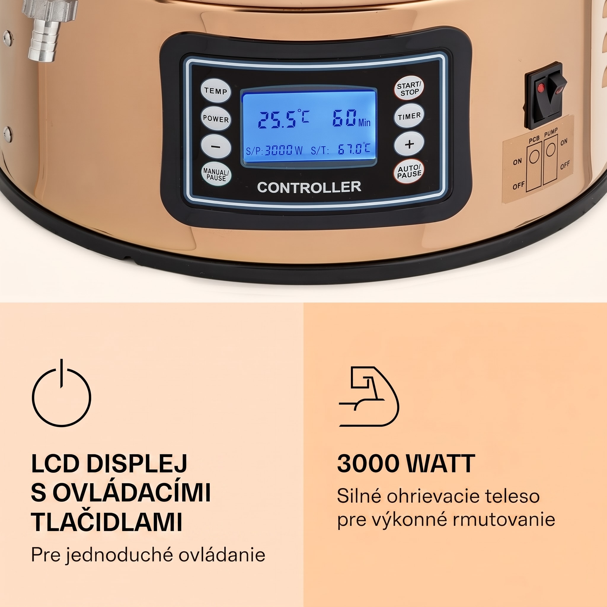 Klarstein Mundschenk, rmutovací kotol, 30 l, 2500 W, systém na varenie piva, 9 programov – Obrázok 2