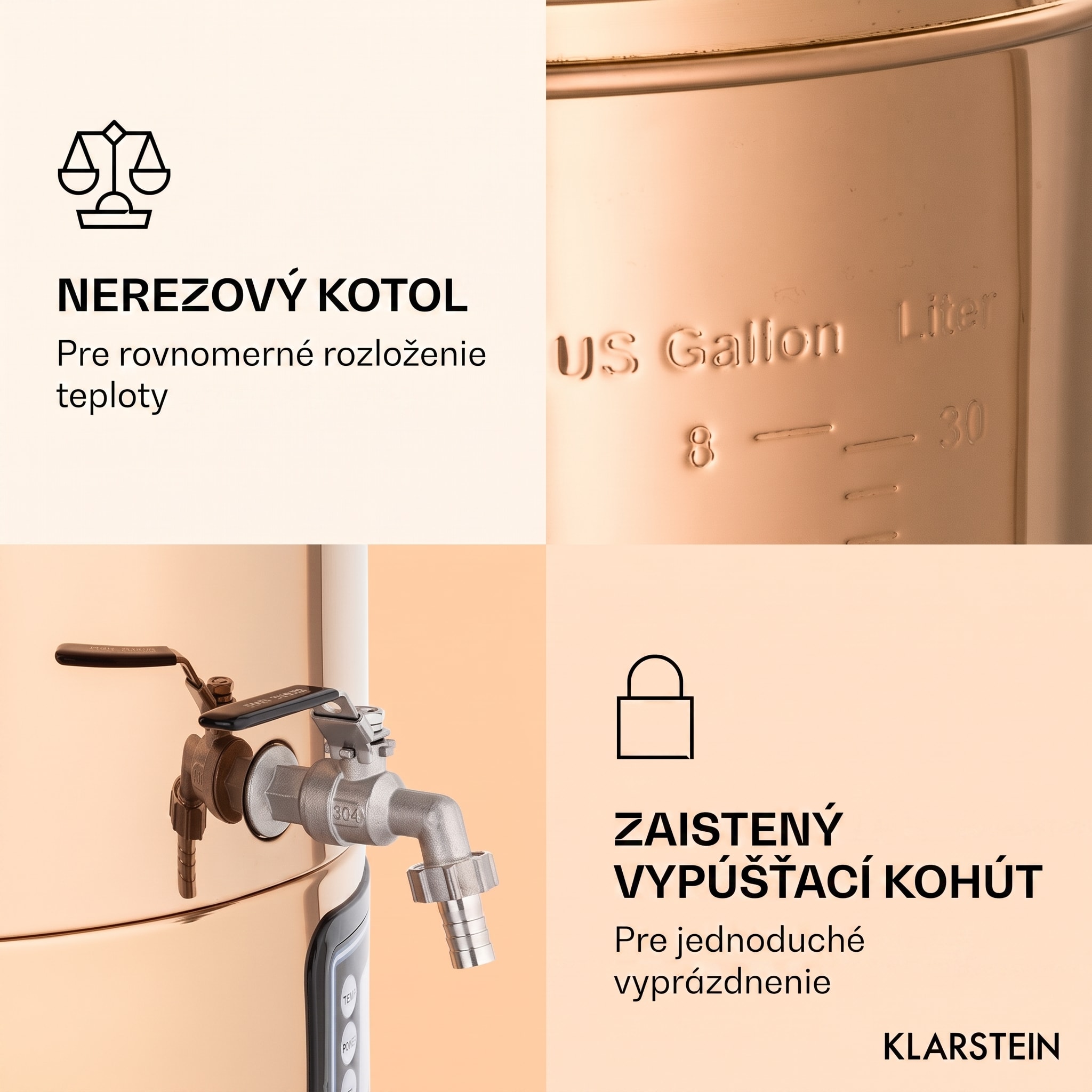 Klarstein Mundschenk, rmutovací kotol, 30 l, 2500 W, systém na varenie piva, 9 programov – Obrázok 4
