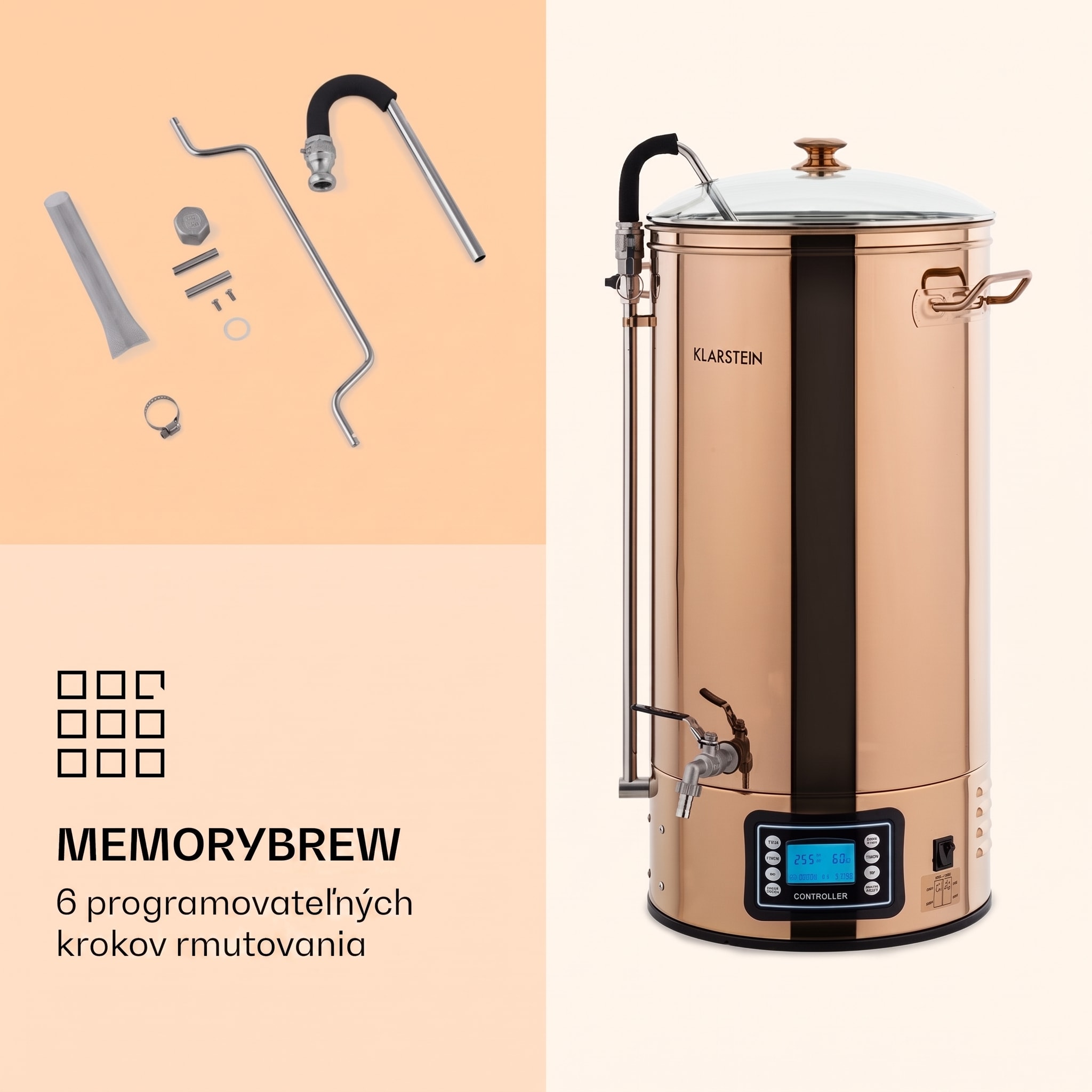 Klarstein Mundschenk XXL, sladový kotol, 50 l, 2500 W, zariadenie na varenie piva - sada, nehrdzavejúca oceľ – Obrázok 3
