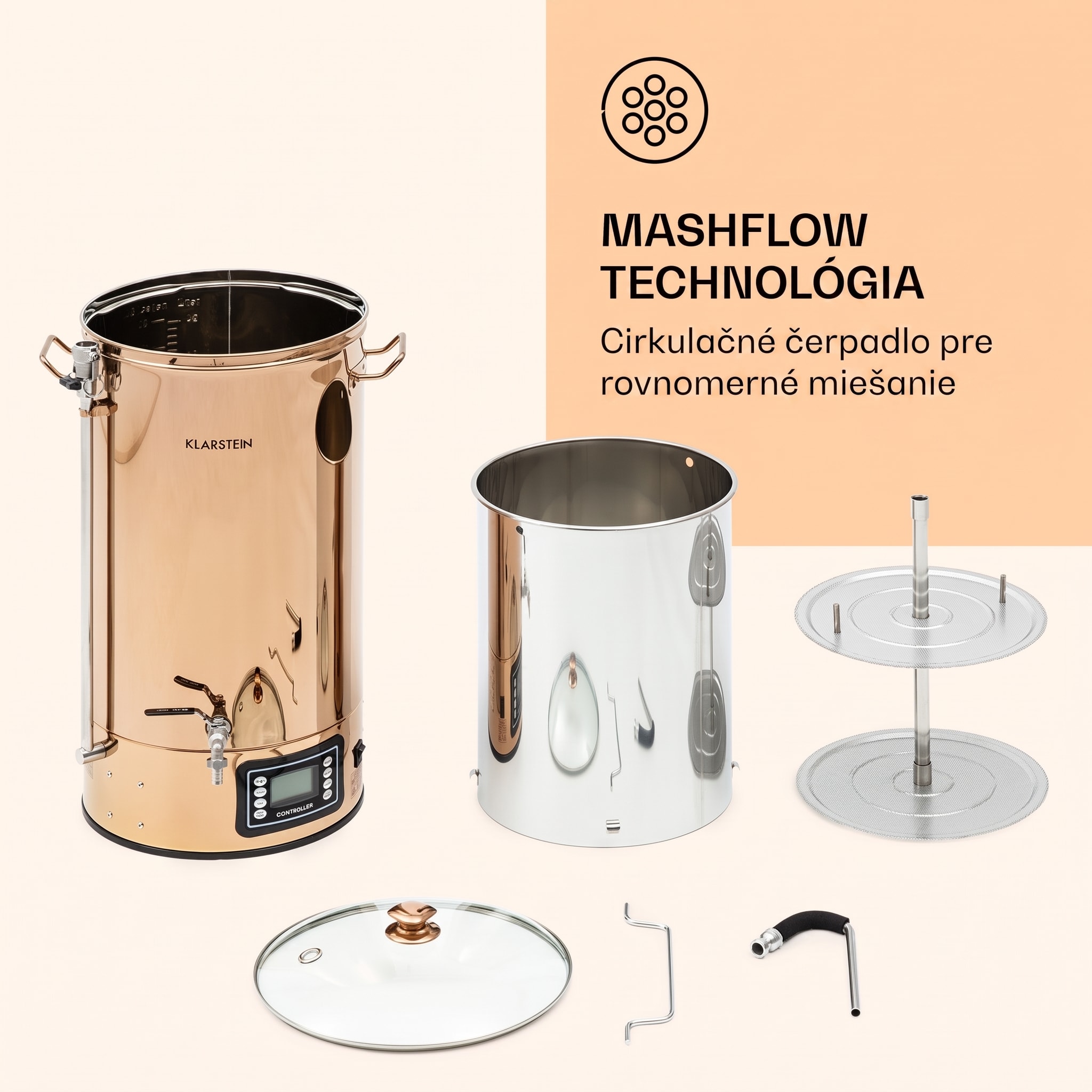 Klarstein Mundschenk XXL, sladový kotol, 50 l, 2500 W, zariadenie na varenie piva - sada, nehrdzavejúca oceľ – Obrázok 5