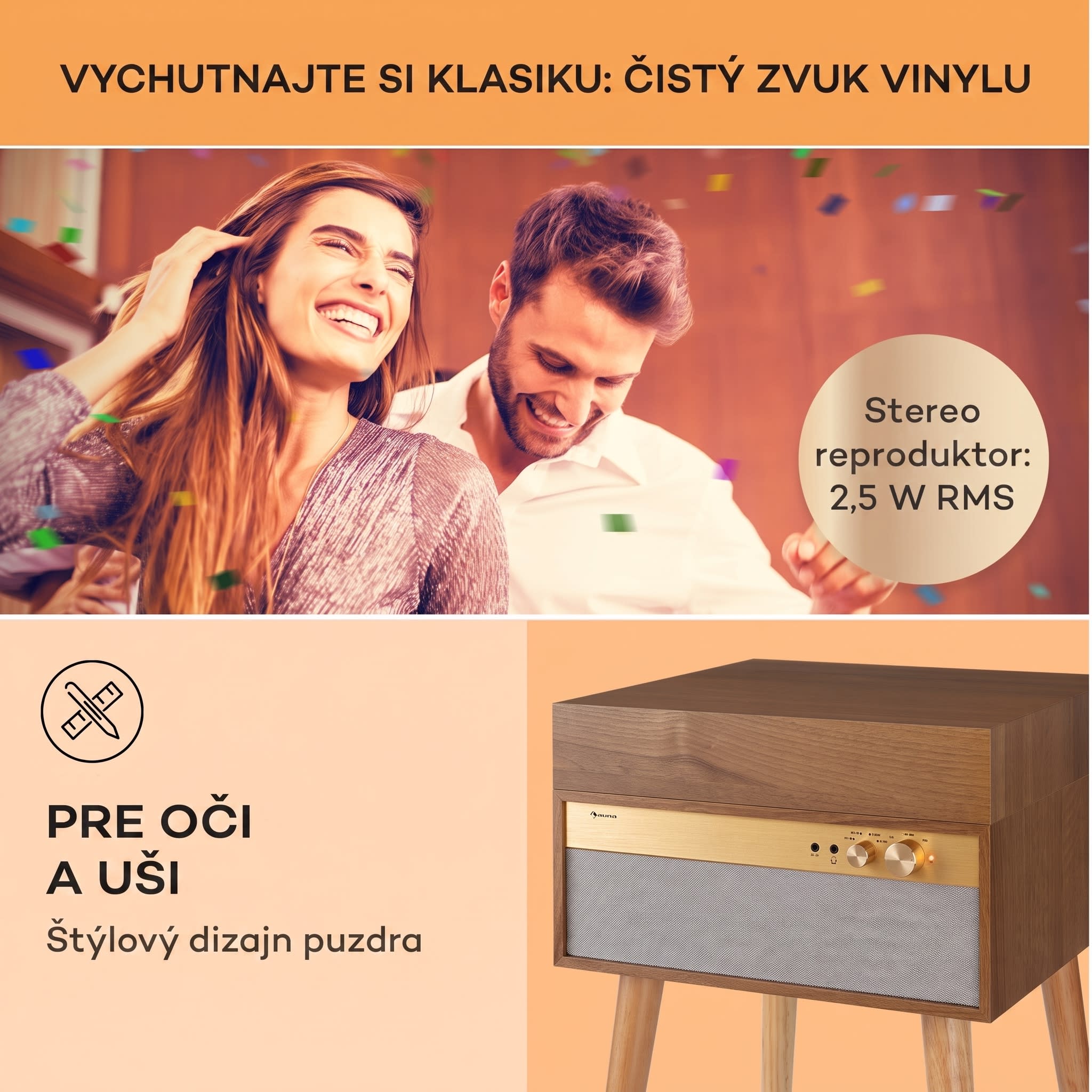 Auna Berklee TT Case, gramofónový prehrávač, remeňový pohon, 33 1/3, 45 a 78 otáčok/minútu, stereo reproduktory – Obrázok 2