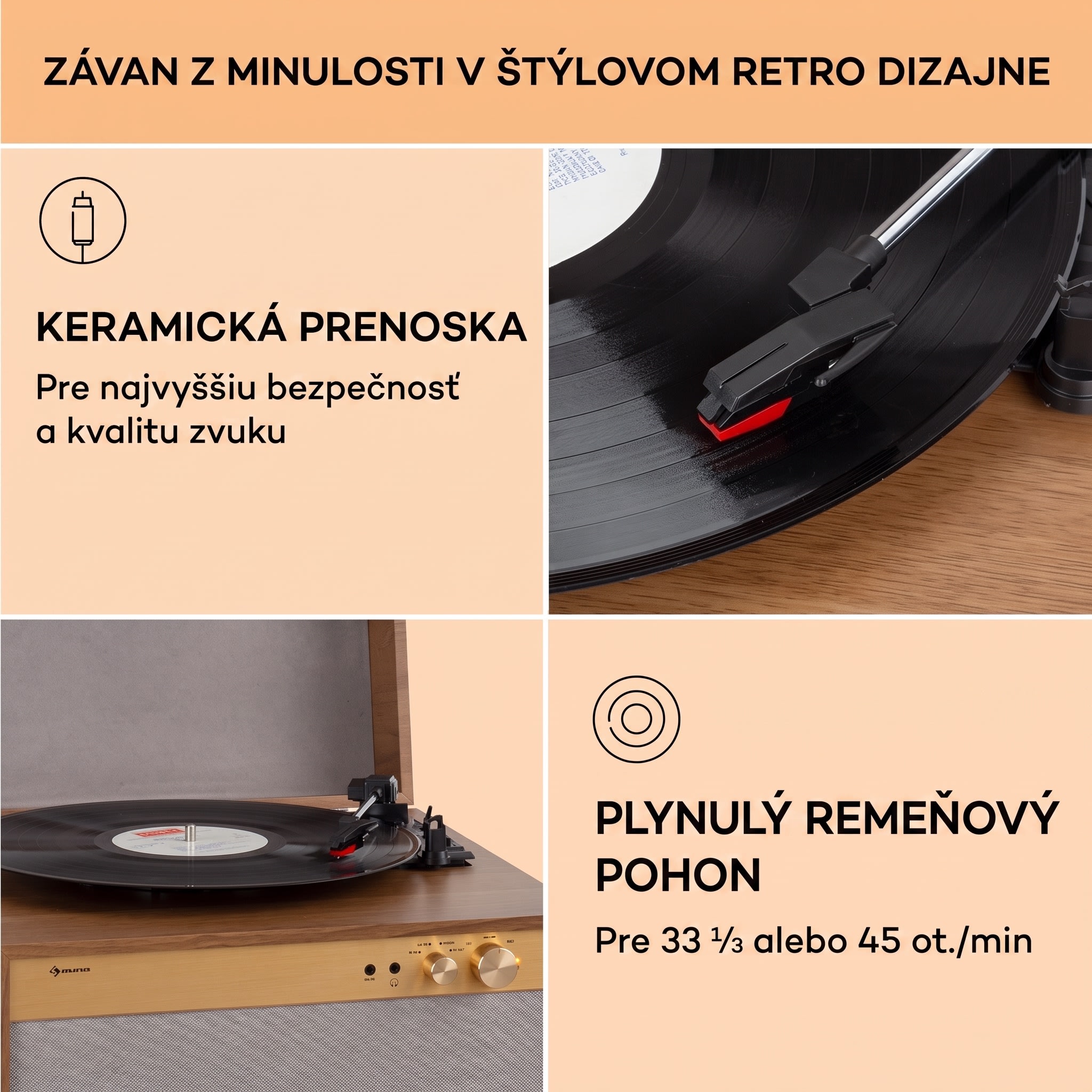 Auna Berklee TT Case, gramofónový prehrávač, remeňový pohon, 33 1/3, 45 a 78 otáčok/minútu, stereo reproduktory – Obrázok 5