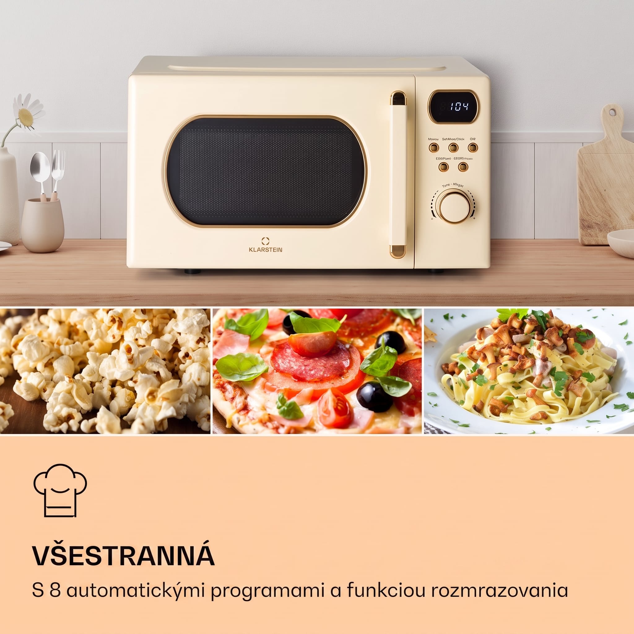 Klarstein Julieta, mikrovlnná rúra s grilom, 20 l, 700/800 W, Ø 25,5 cm, 8 programov – Obrázok 2