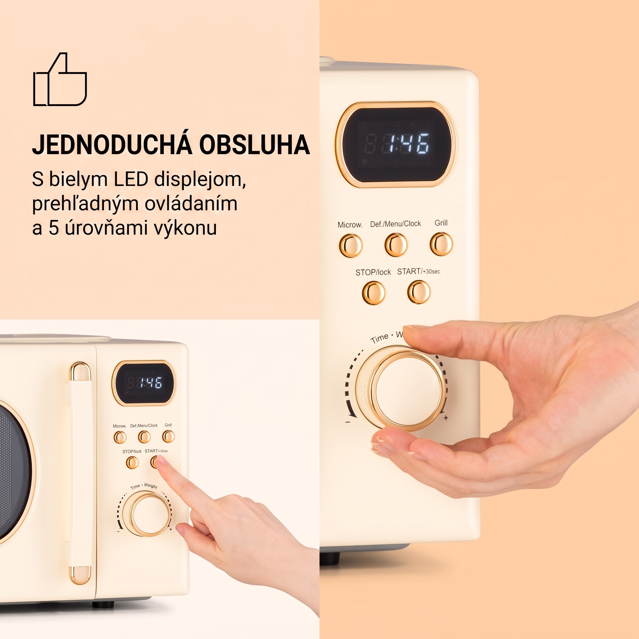 Klarstein Julieta, mikrovlnná rúra s grilom, 20 l, 700/800 W, Ø 25,5 cm, 8 programov – Obrázok 4