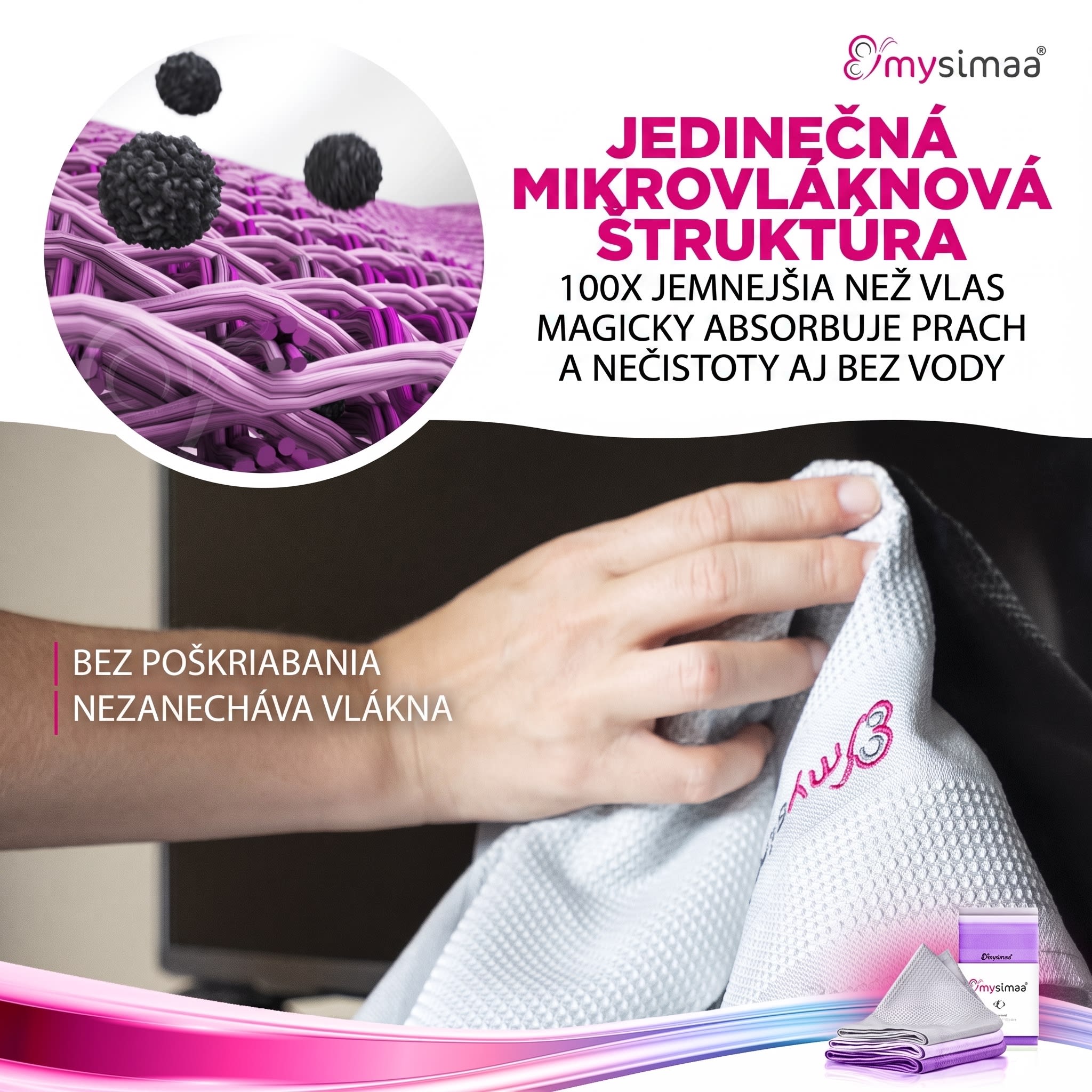 MySimaa Profesionálne čistiace utierky, čistiace utierky, mikrovlákno, 60 x 40 cm – Obrázok 3