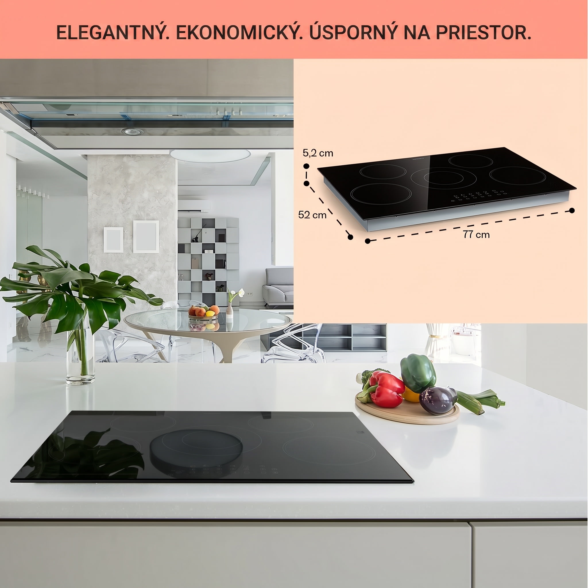 Klarstein Virtuosa 5, vstavaná varná doska, 5 zón, 8200W, sklokeramika – Obrázok 5