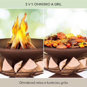 Blumfeldt Aguilera, ohnisko s grilom, Ø 65 cm, úložný priestor na drevo, oceľ