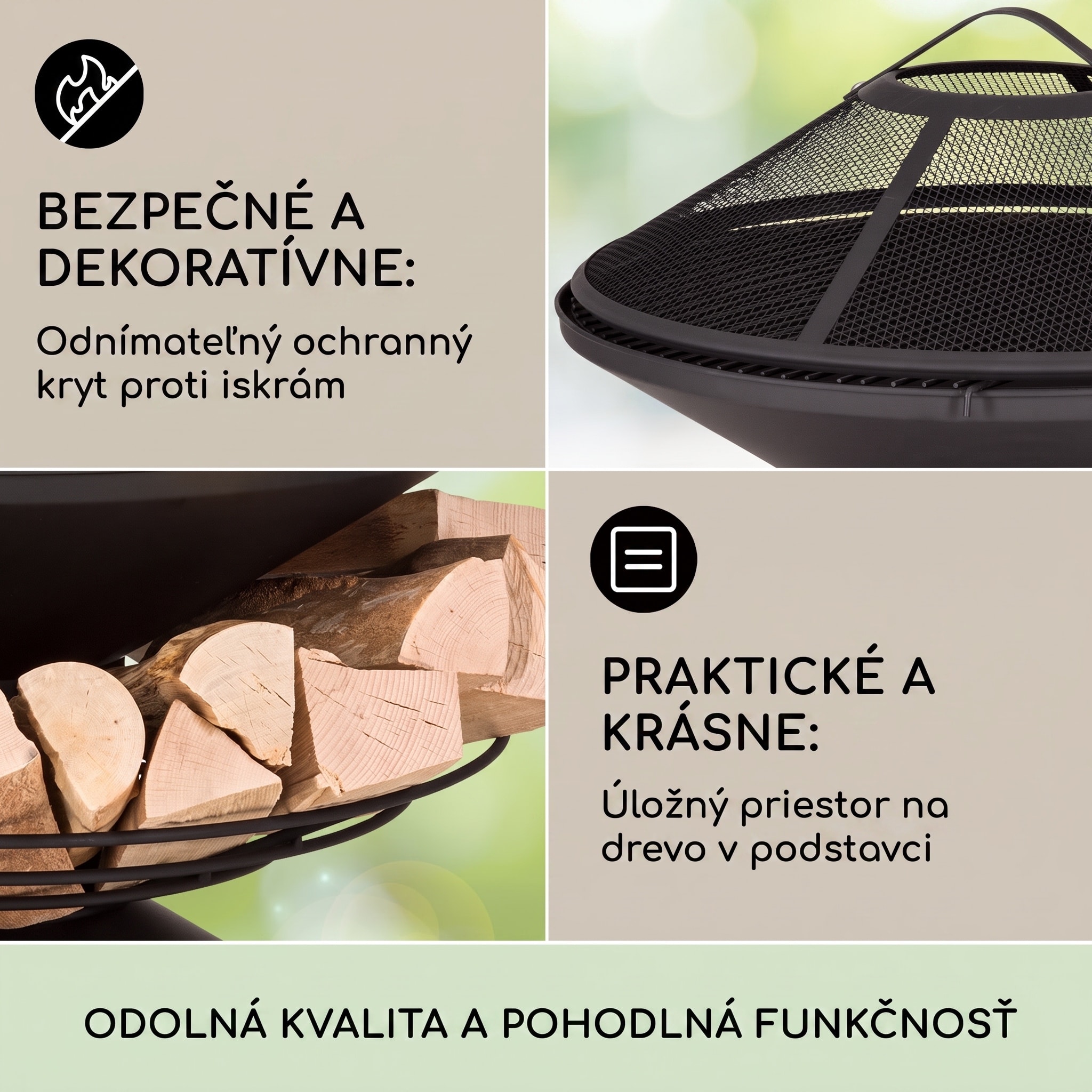 Blumfeldt Aguilera, ohnisko s grilom, Ø 65 cm, úložný priestor na drevo, oceľ – Obrázok 3