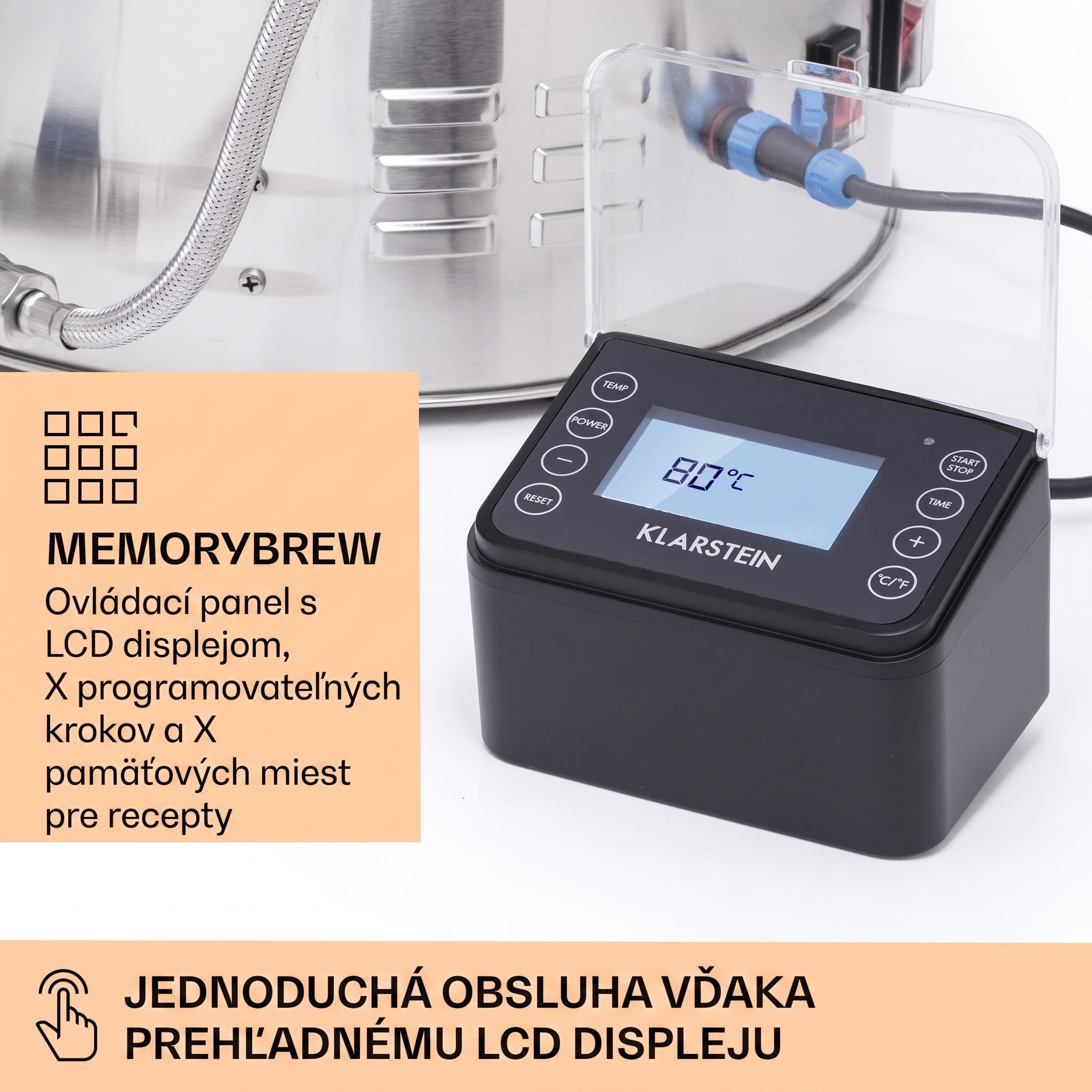 Klarstein Brauheld Smart 35, sladový kotol, 35 l, 2500 W, 100 °C, obehové čerpadlo, nehrdzavejúca oceľ – Obrázok 3