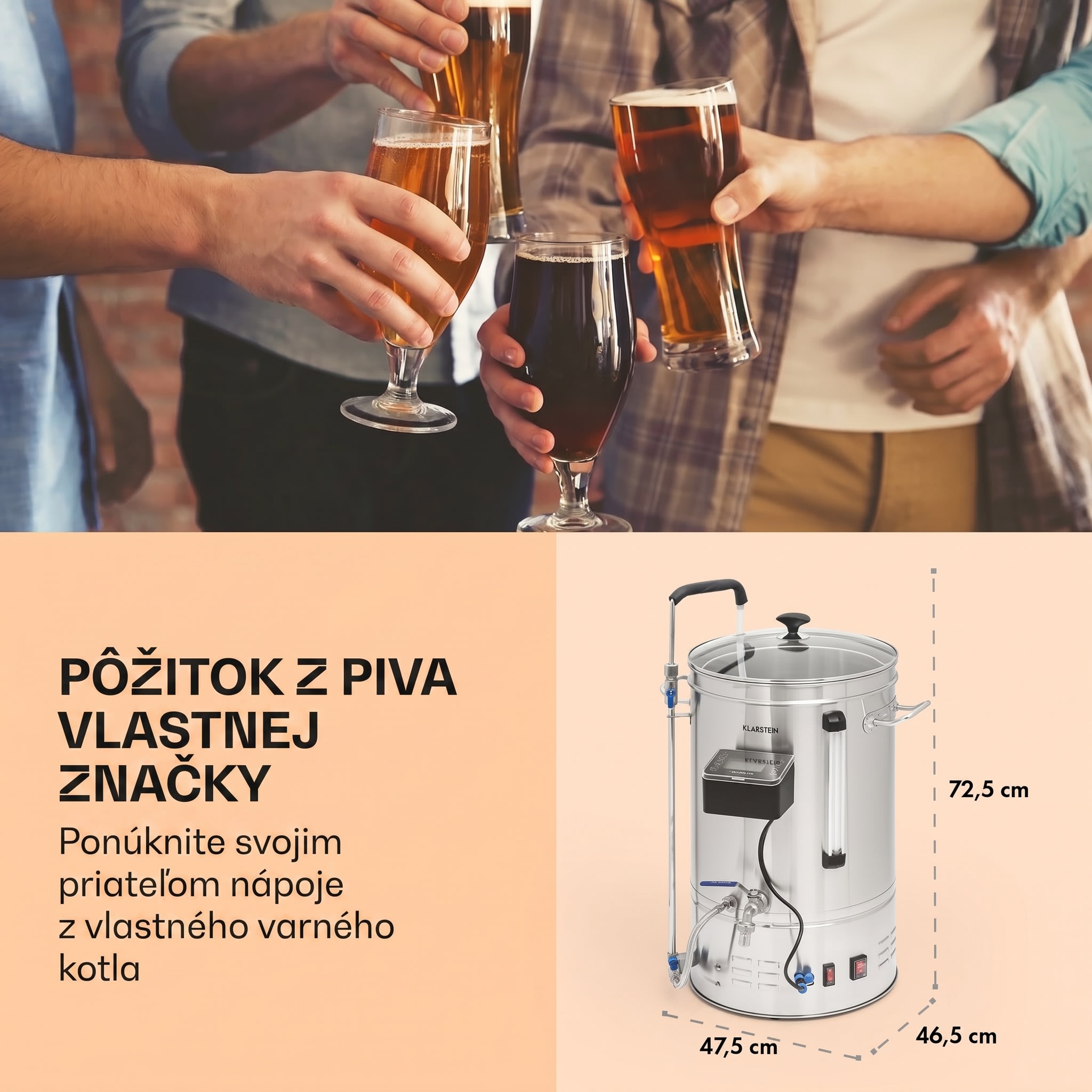 Klarstein Brauheld Smart 35, sladový kotol, 35 l, 2500 W, 100 °C, obehové čerpadlo, nehrdzavejúca oceľ – Obrázok 5