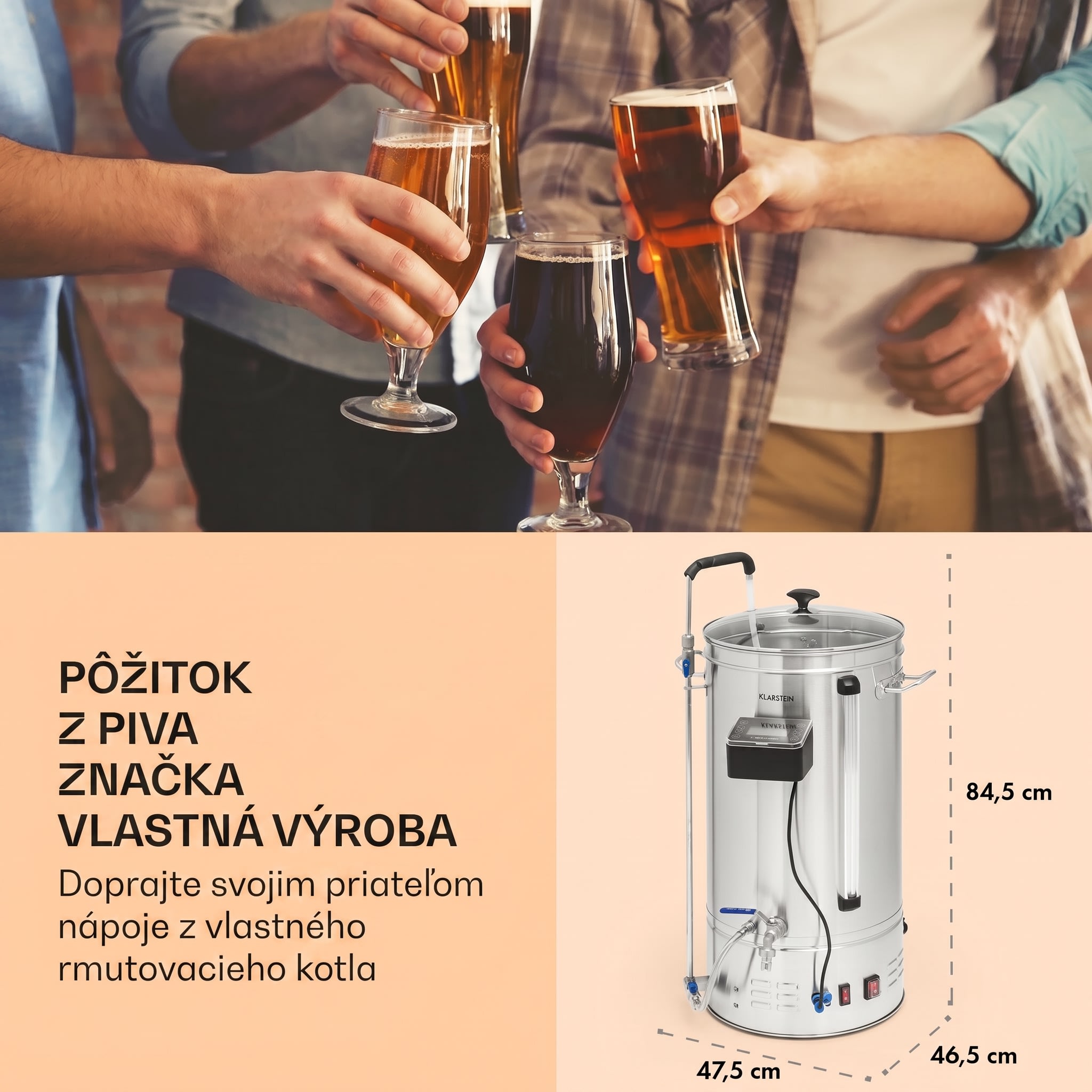 Klarstein Brauheld Smart 45, rmutovací kotol, 45 l, 2500 W, 100 °C, obehové čerpadlo, nehrdzavejúca oceľ – Obrázok 5