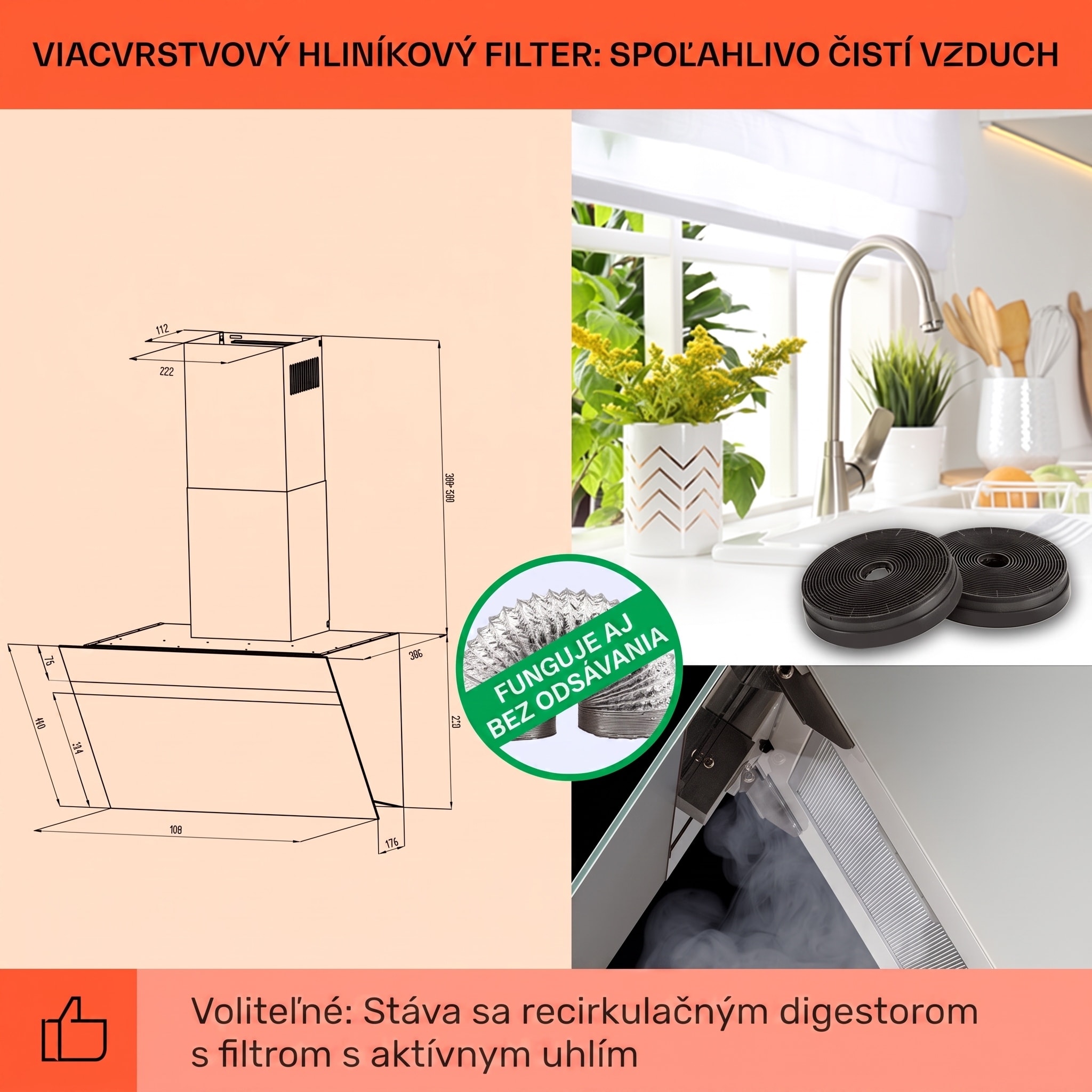 Klarstein Ava 90 Smart, digestor, 90 cm, nástenný, WiFi, A++, 585 m³/h, dotykový displej – Obrázok 4