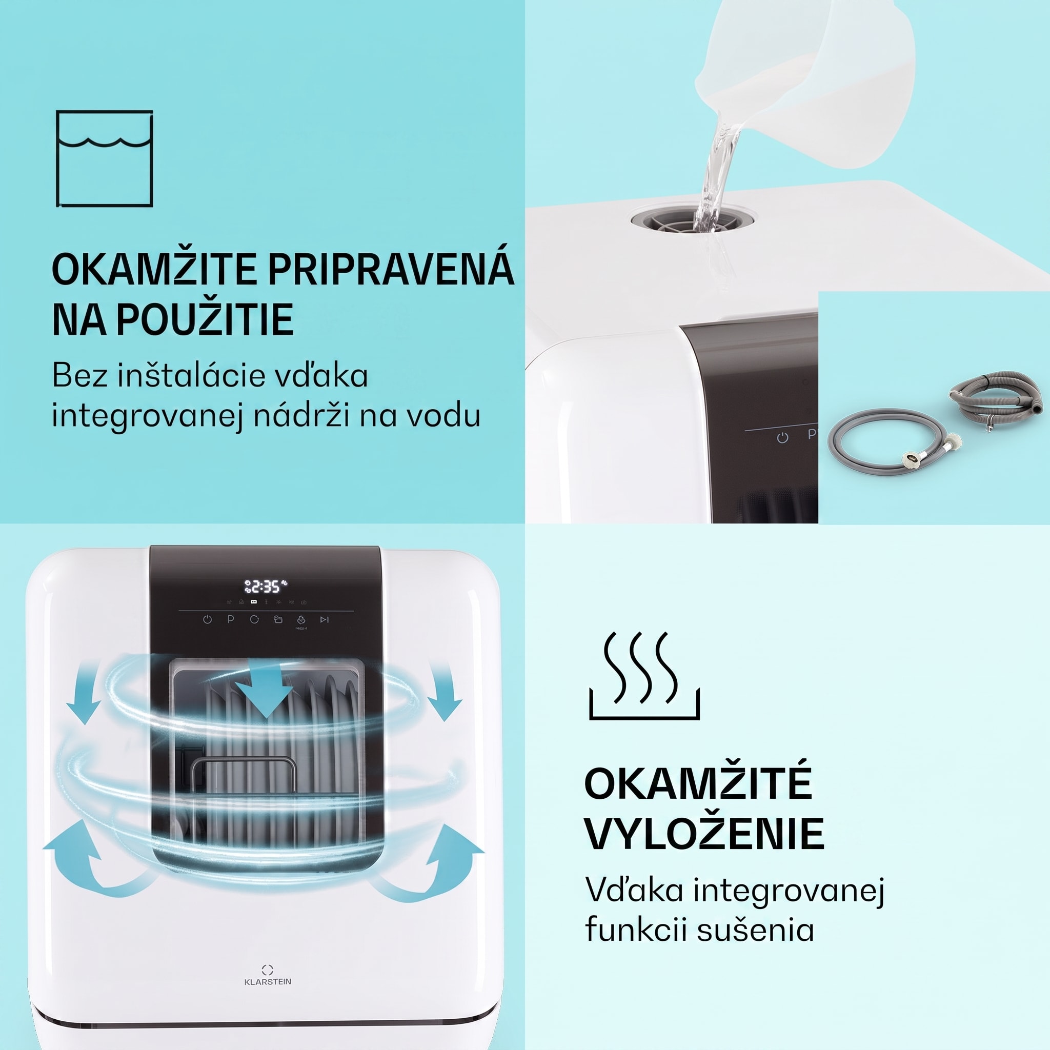 Klarstein Melville 3, umývačka riadu, na 3 súpravy riadu, energet. trieda F, voľne stojaca, bez inštalácie – Obrázok 2