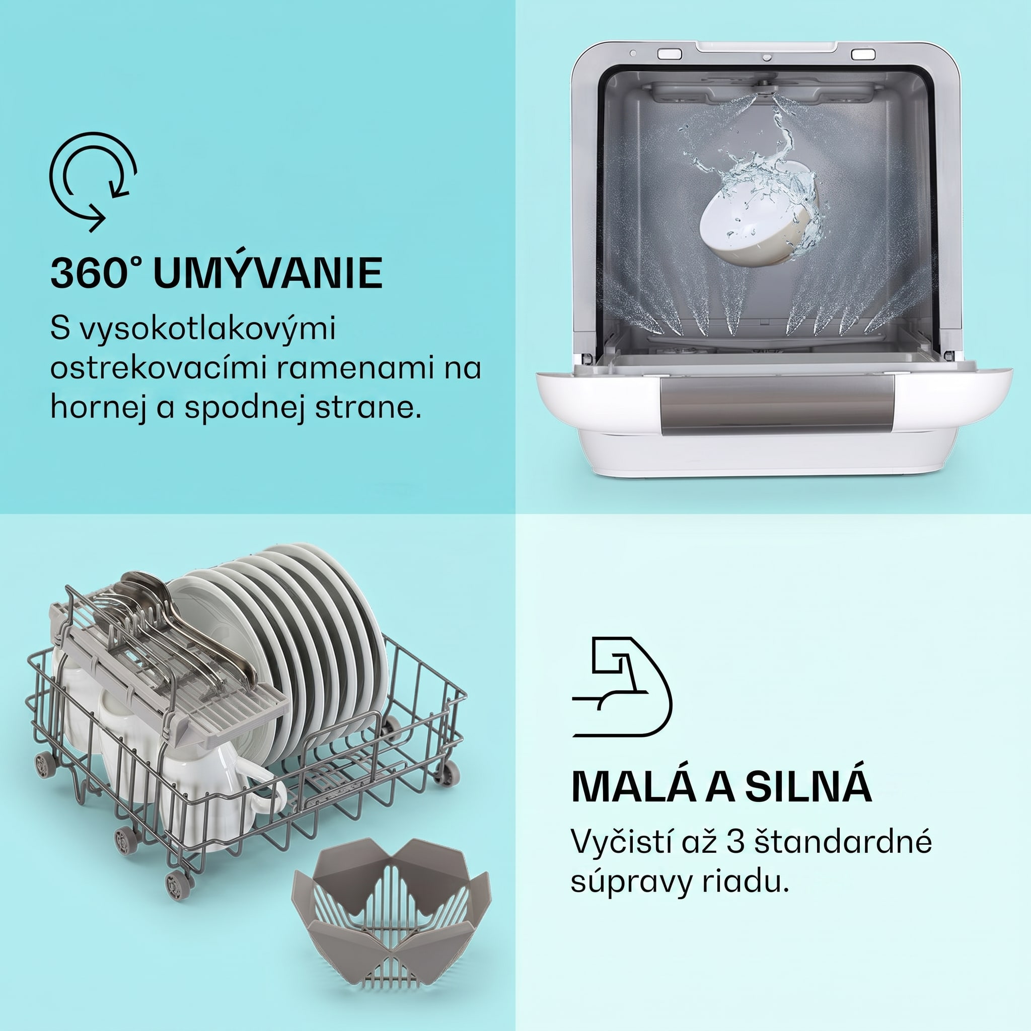 Klarstein Melville 3, umývačka riadu, na 3 súpravy riadu, energet. trieda F, voľne stojaca, bez inštalácie – Obrázok 4