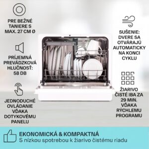 Klarstein Emerald 5 Slim, umývačka riadu, voľne stojaca, 7 programov, dotykové ovládanie