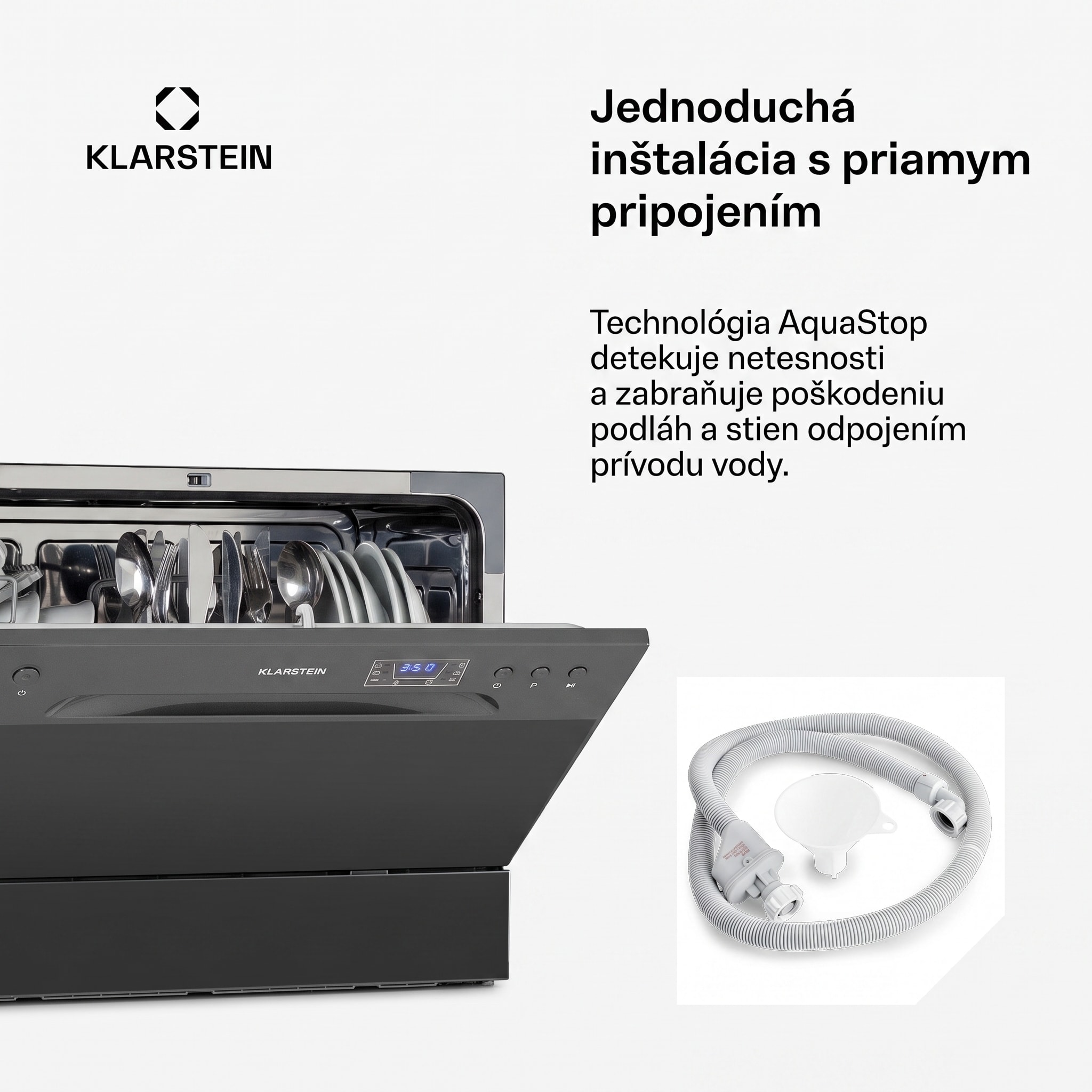 Klarstein Amazonia 6, umývačka riadu, 1380 W, na 6 súprav riadu, energet. trieda F, 49 dB, tlačidlové ovládanie – Obrázok 3