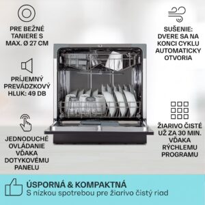 Klarstein Amazonia 8, umývačka riadu, 1620 W, na 8 súprav riadu, energet. trieda F, 49 dB