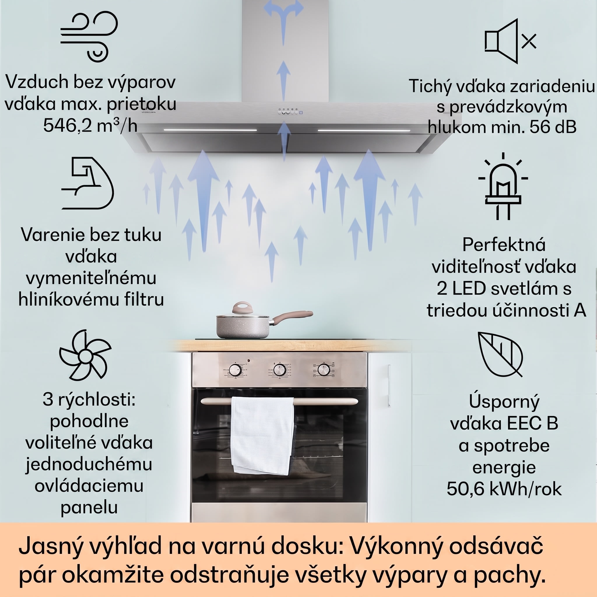 Klarstein Limelight, digestor, 120 cm, nástenný, 546,2 m³/h, nehrdzavejúca oceľ