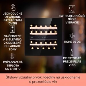 Klarstein Rhône 25 Duo, vinotéka, 75 l, 25 fliaš, 2 zóny, kompresné chladenie