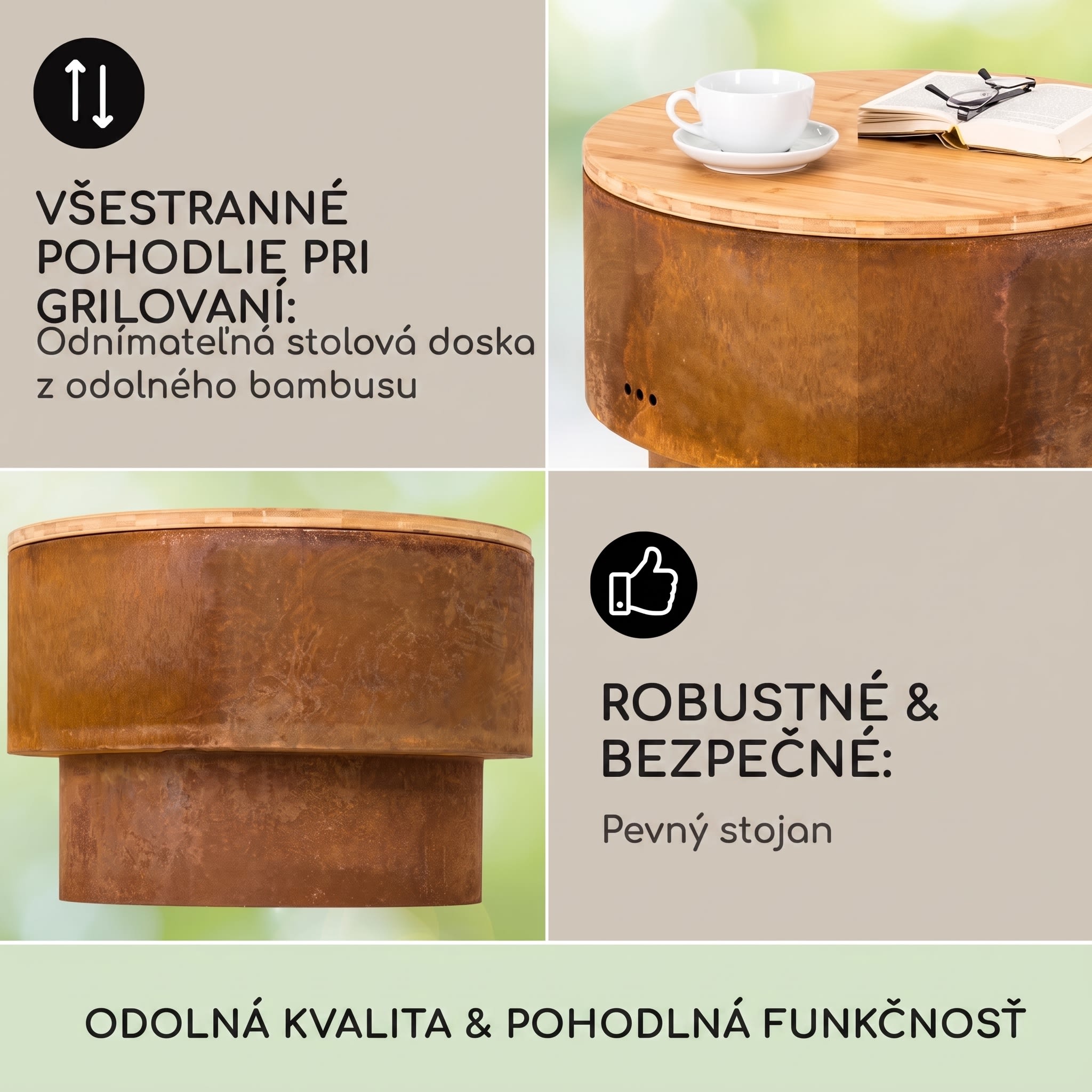Blumfeldt Pompeji Rust ohnisková misa a gril Ø60cm oceľ – Obrázok 3
