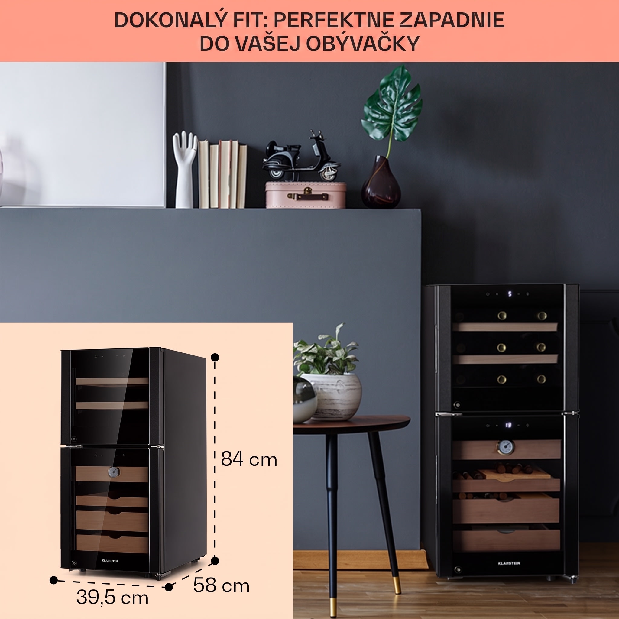 Klarstein El Dorado 89, humidor a chladnička na víno, 89 l, dotykové ovládanie, LED – Obrázok 5
