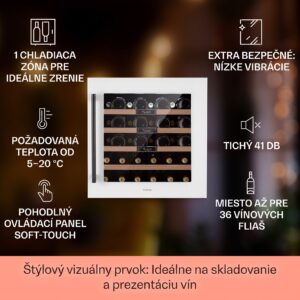Klarstein Vinsider 36 Built-In Uno, vstavaná vinotéka,92 l, 36 fliaš, nehrdzavejúca oceľ