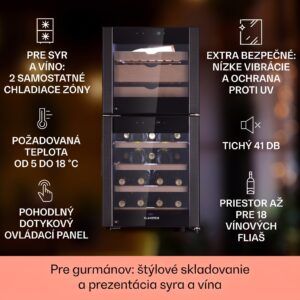 Klarstein El Dorado 89, chladnička na víno a syr, 89 l, 2 zóny, dotykový displej, LED