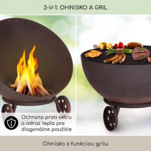 Blumfeldt Fireball Egon oceľová ohnisková misa záhradná Ø66 cm gril kryt proti dažďu