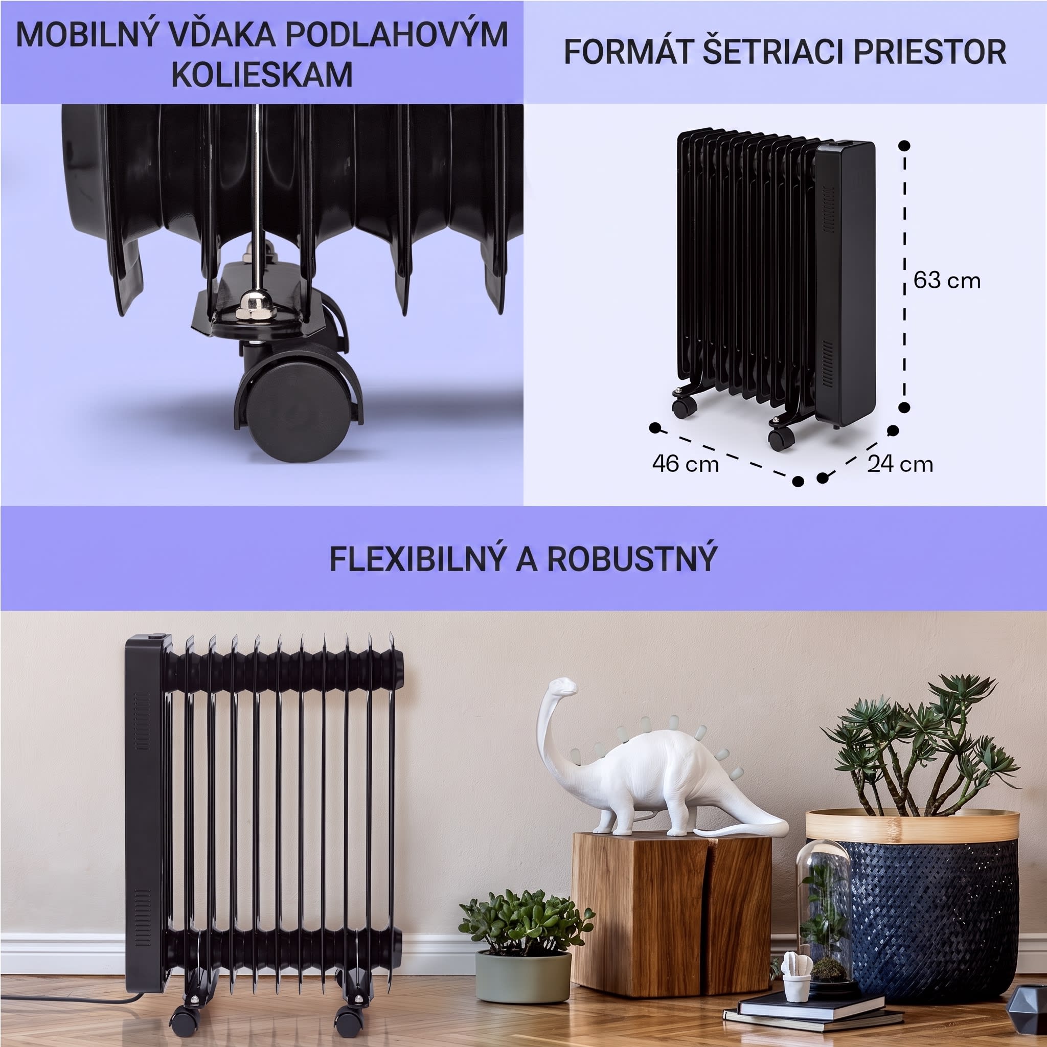 Sanford Smart, olejový radiátor, 2500 W, týždenný časovač, LED displej, dotykový panel, Klarstein aplikácia – Obrázok 5