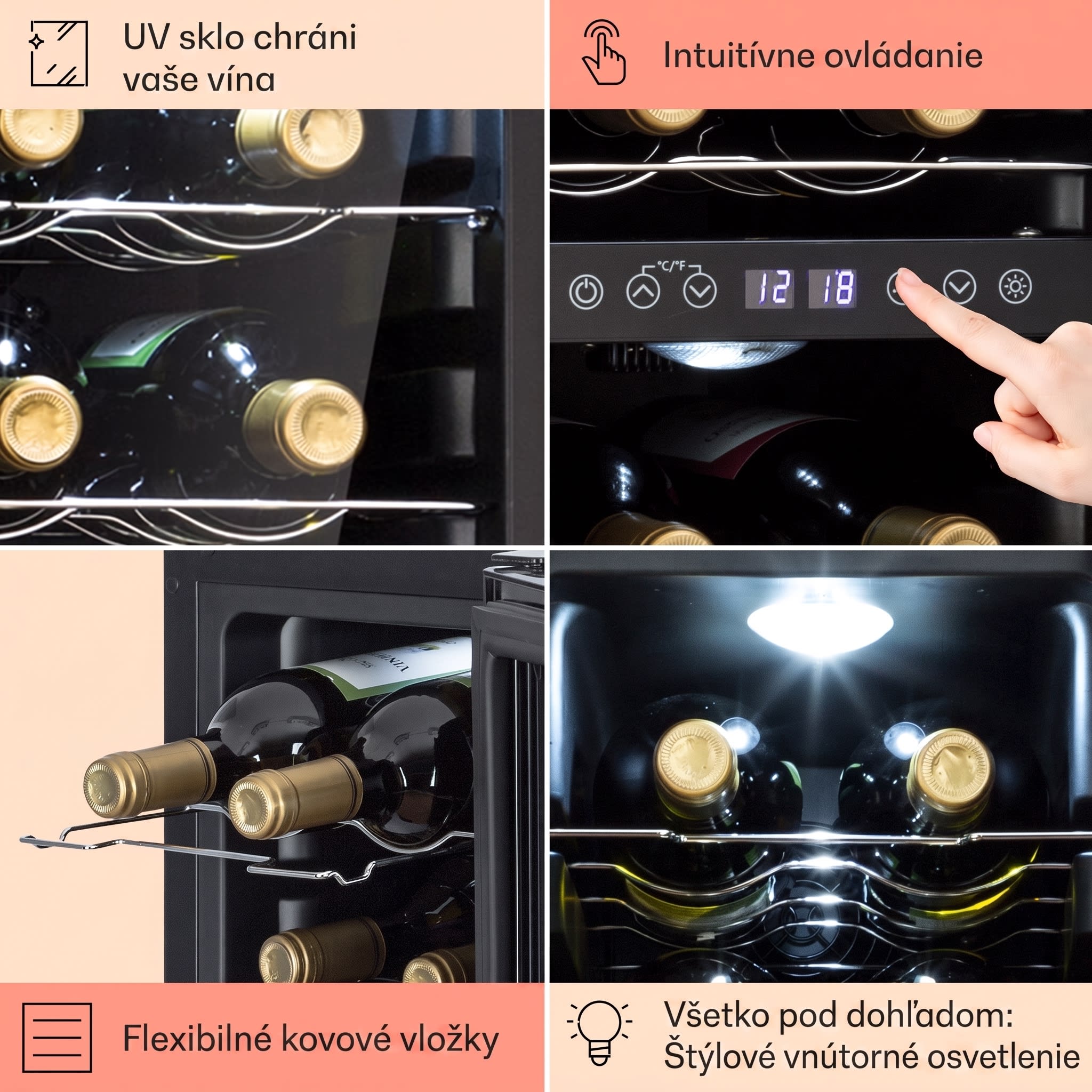 Klarstein Shiraz 12 Duo vinotéka 2 zóny 42 l/12 fliaš 5-12 / 12-18 °C dotykový panel – Obrázok 4